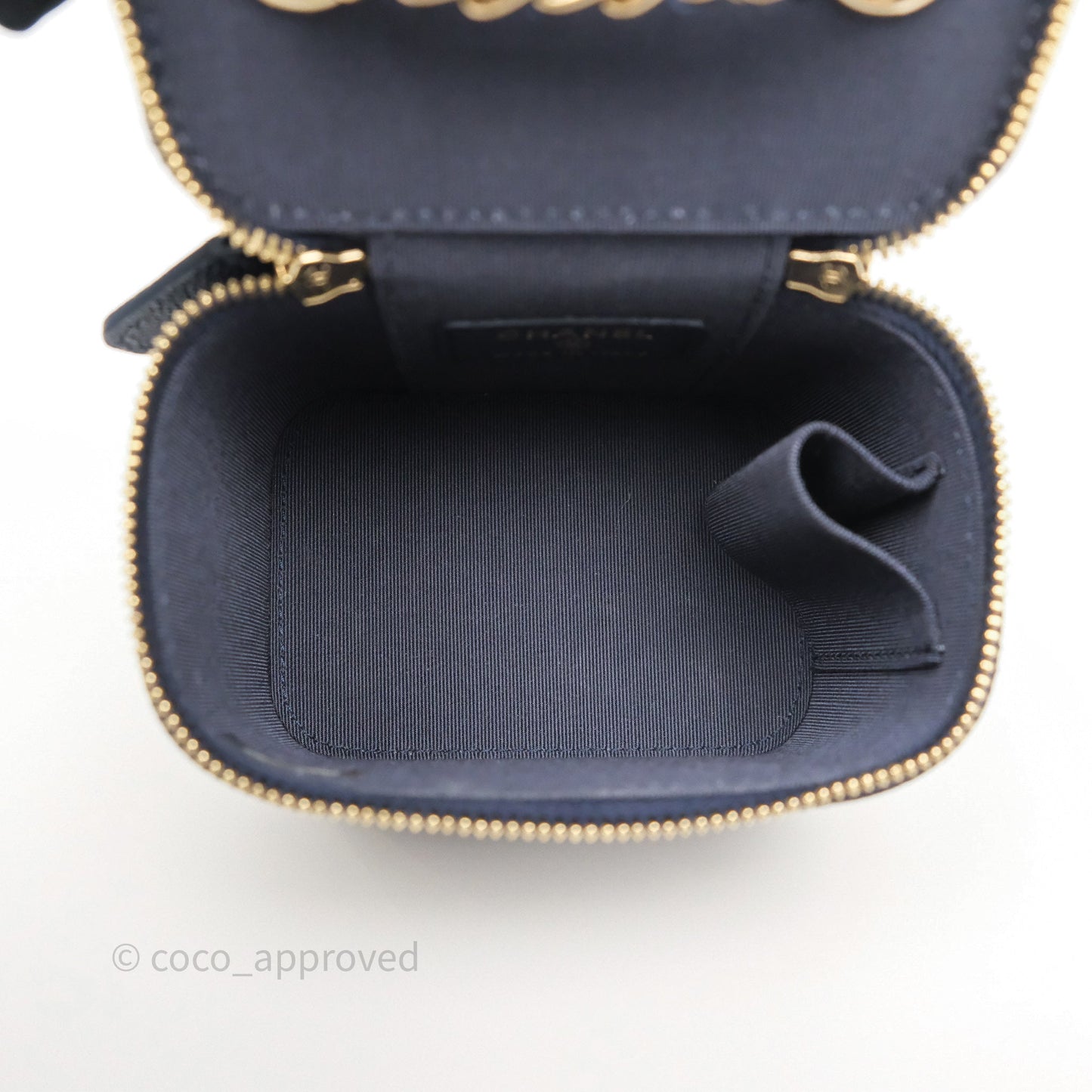 Chanel Mini Vanity With Chain Navy Caviar Gold Hardware