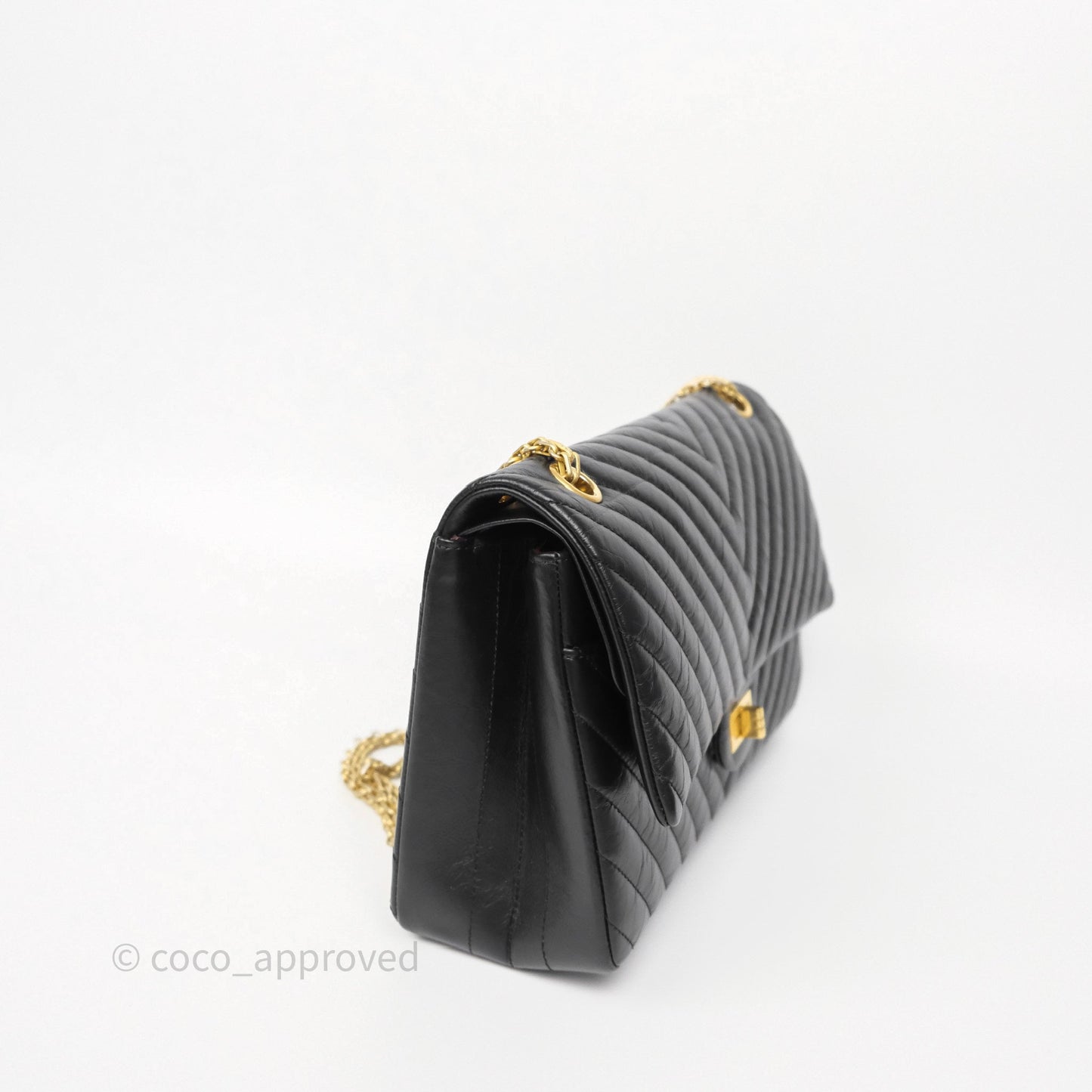 Chanel Reissue 226 Chevron Black Aged Calfskin Aged Gold Hardware