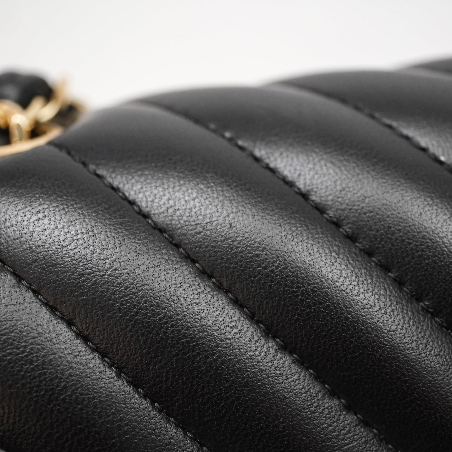 Chanel Quilted Mini Rectangular Chevron Black Lambskin Gold Hardware