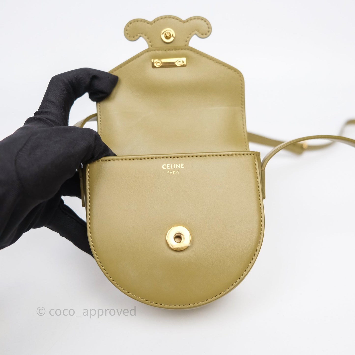 Celine Mini Besace Cuir Triomphe Green Calfskin
