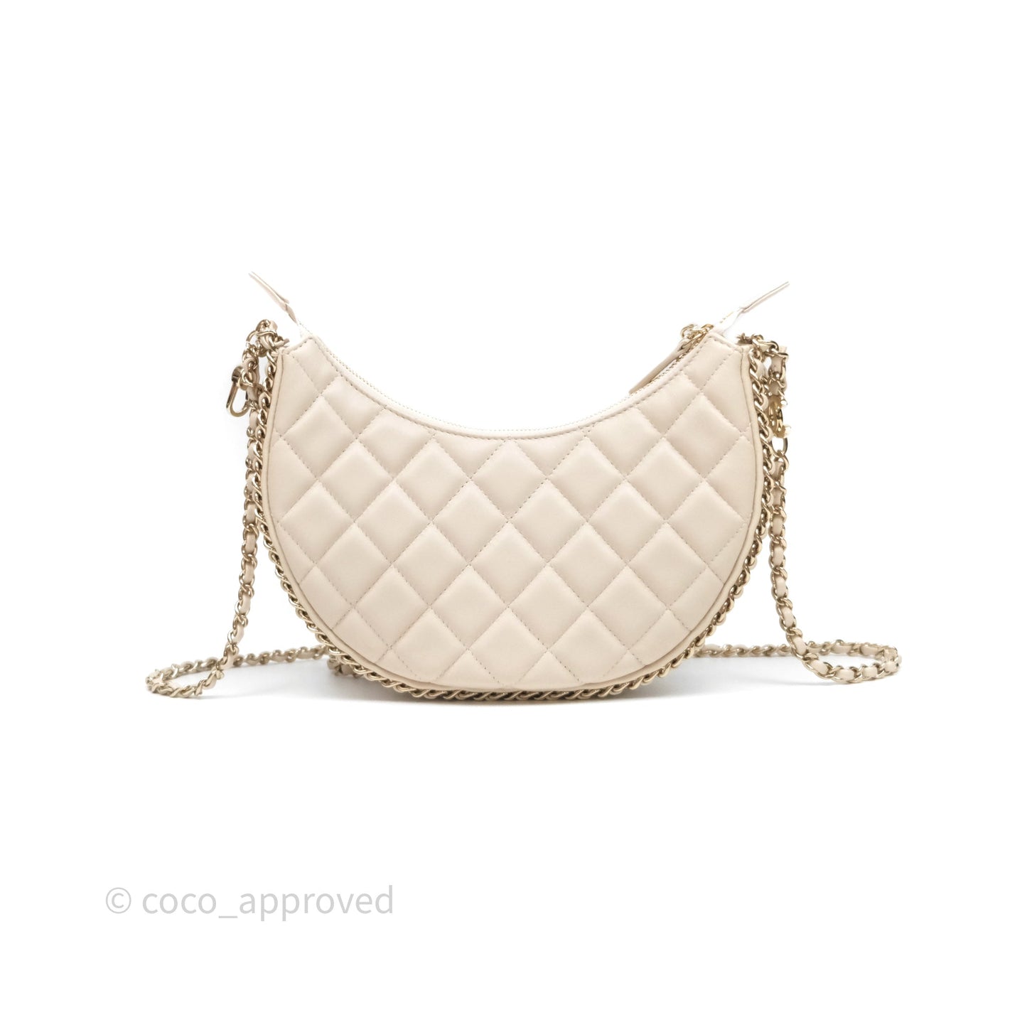 Chanel Small Hobo Bag Light Beige Lambskin Gold Hardware 23P