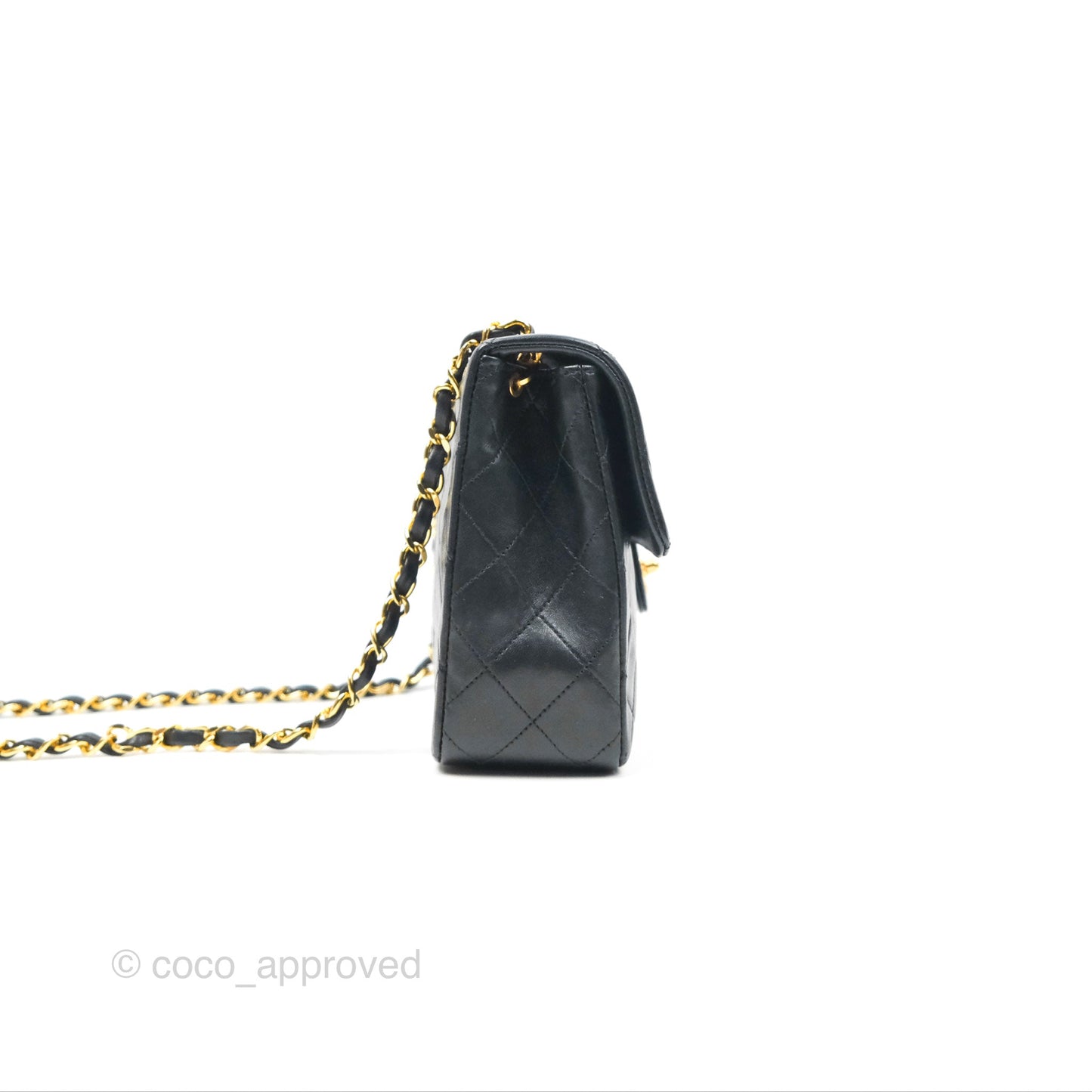 Chanel Vintage Square Flap Bag Black Lambskin 24K Gold Hardware