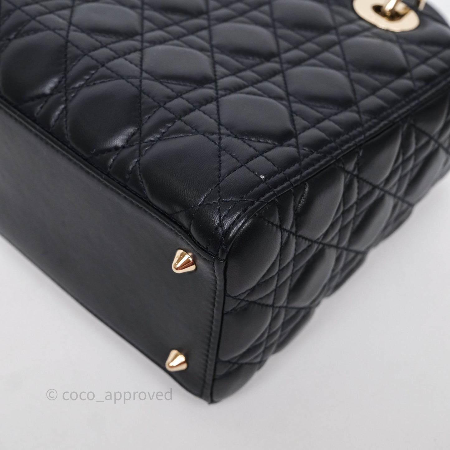 Christian Dior Medium Lady Dior Navy Lambskin Gold Hardware