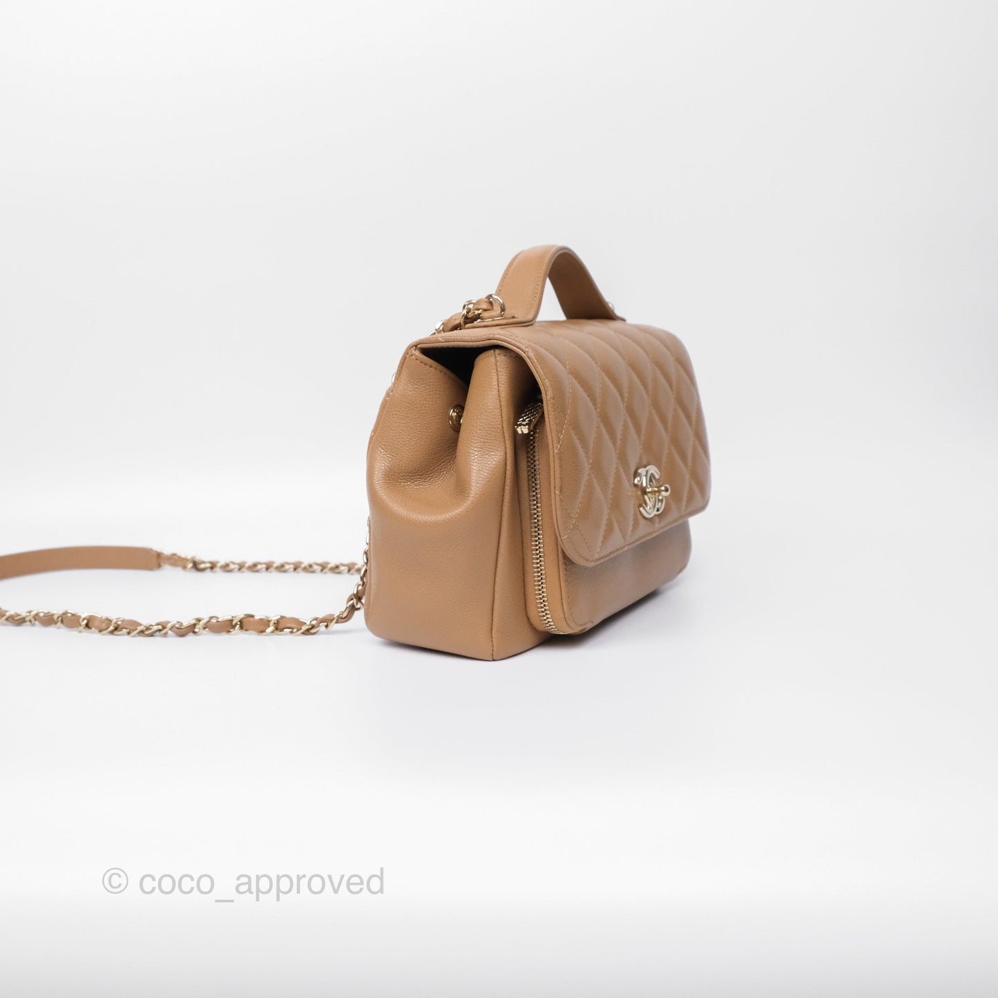 Chanel Quilted Medium Business Affinity Flap Dark Beige Caviar Gold Hardware