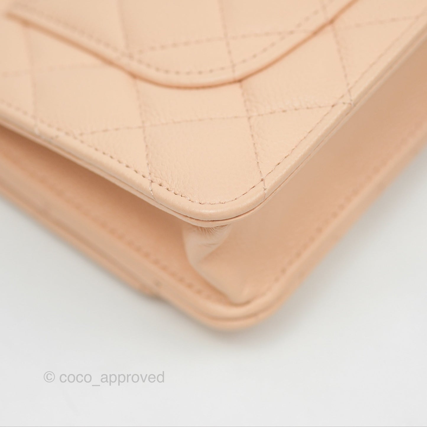 Chanel Quilted Bow Wallet On Chain WOC Light Beige Caviar Gold Hardware