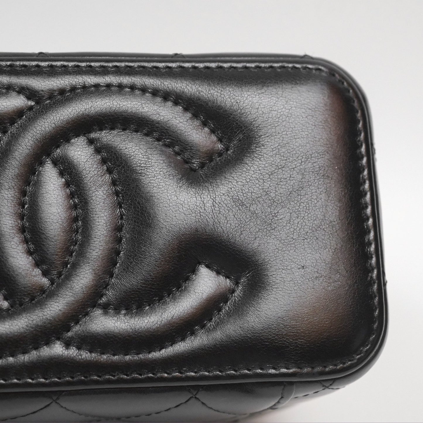 Chanel All Slide Vanity with Adjustable Chain Black Lambskin Aged Gold Hardware