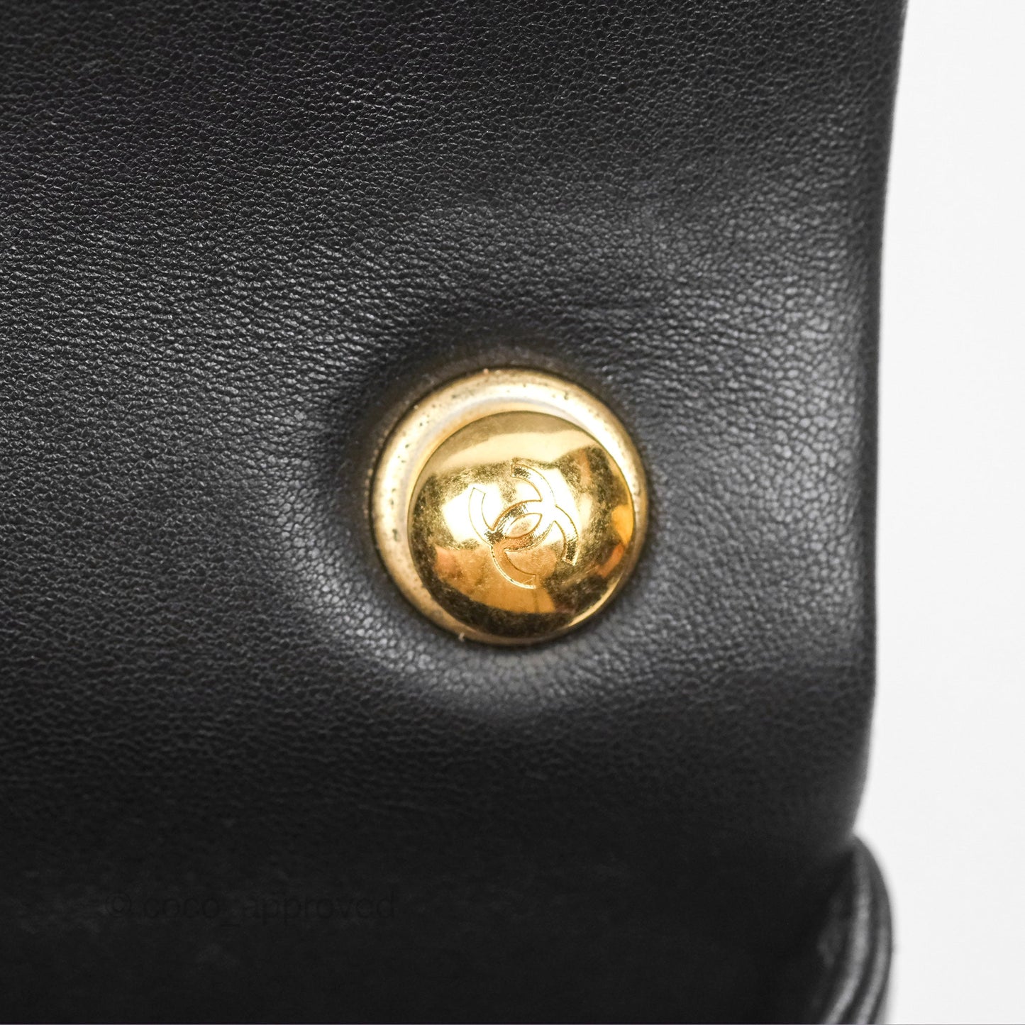 Chanel Mini Top Handle Flap Black Lambskin Aged Gold Hardware