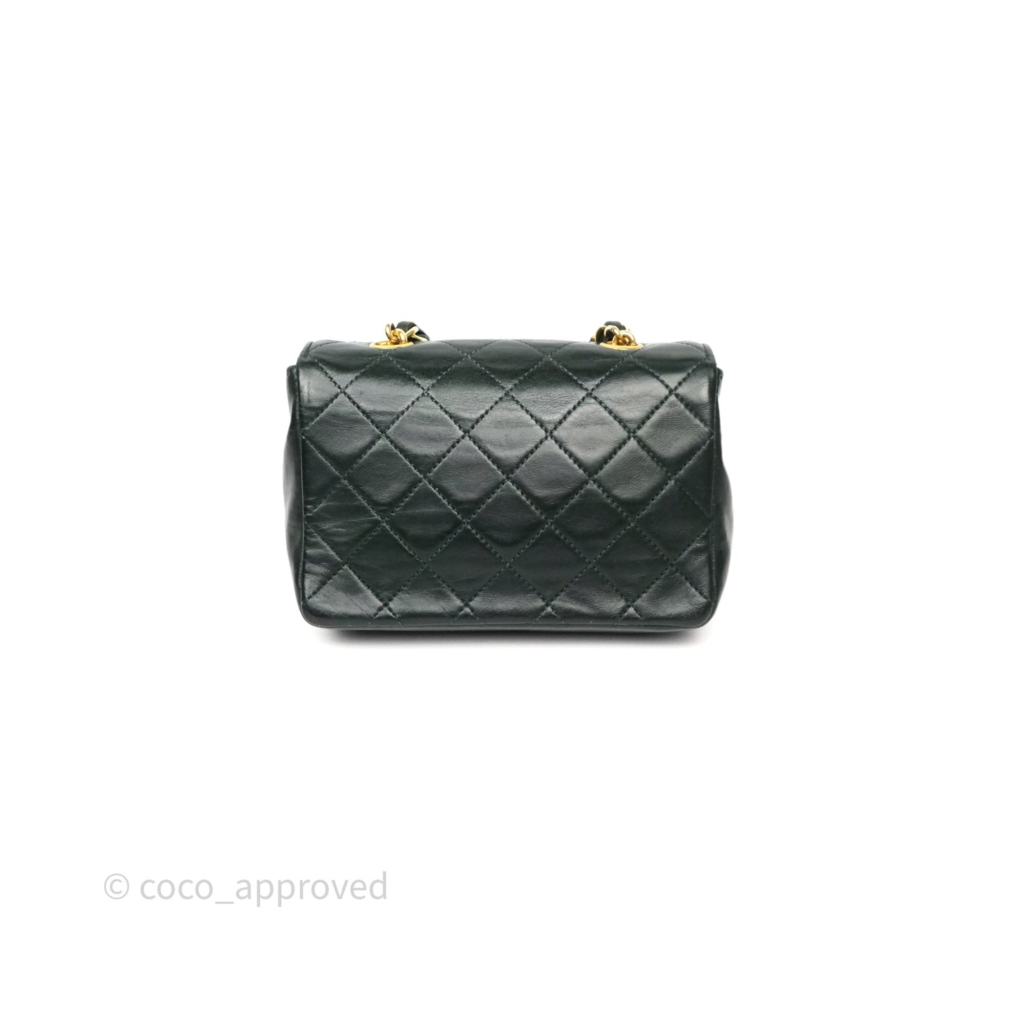 Chanel Vintage Mini Flap Bag Dark Green Lambskin Gold Hardware