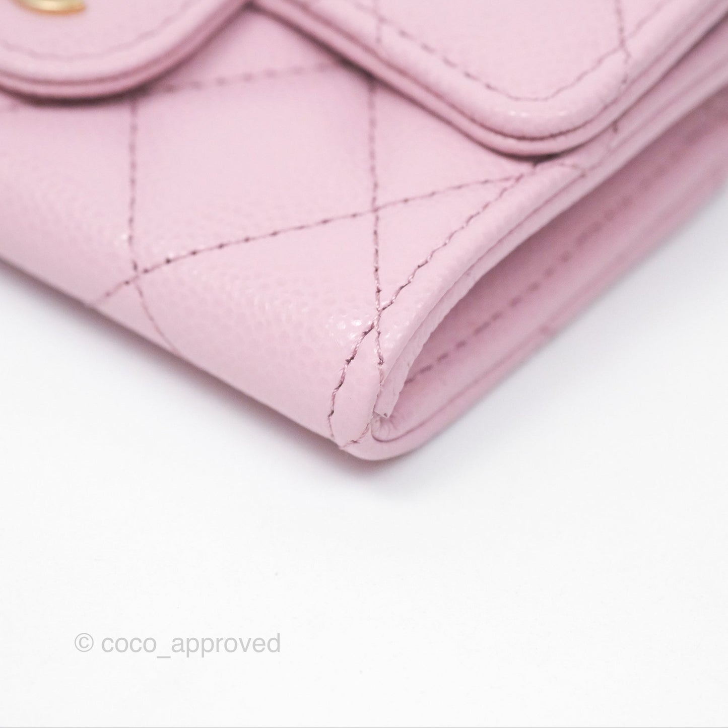 Chanel Quilted Flap Card Holder Caviar Pink Gold Hardware