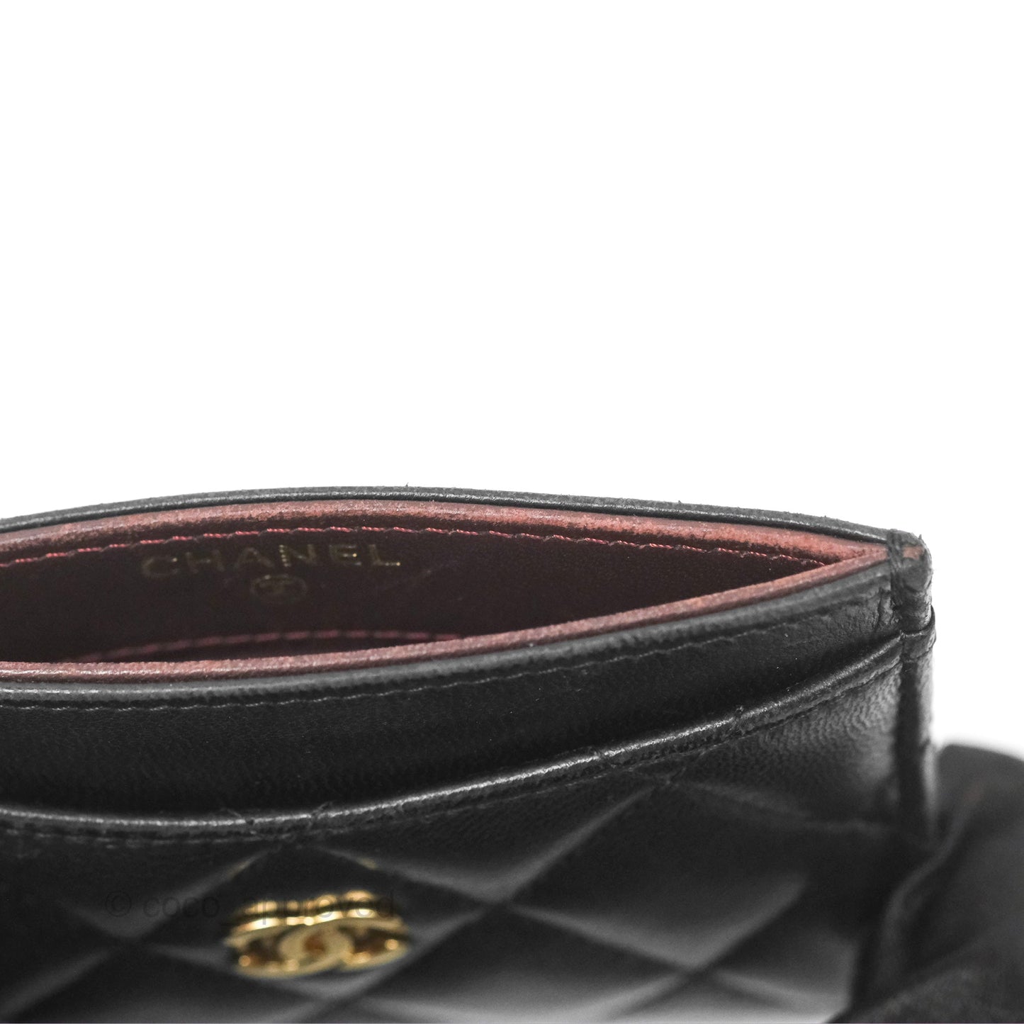 Chanel Classic Flat Card Holder Black Lambskin Gold Hardware