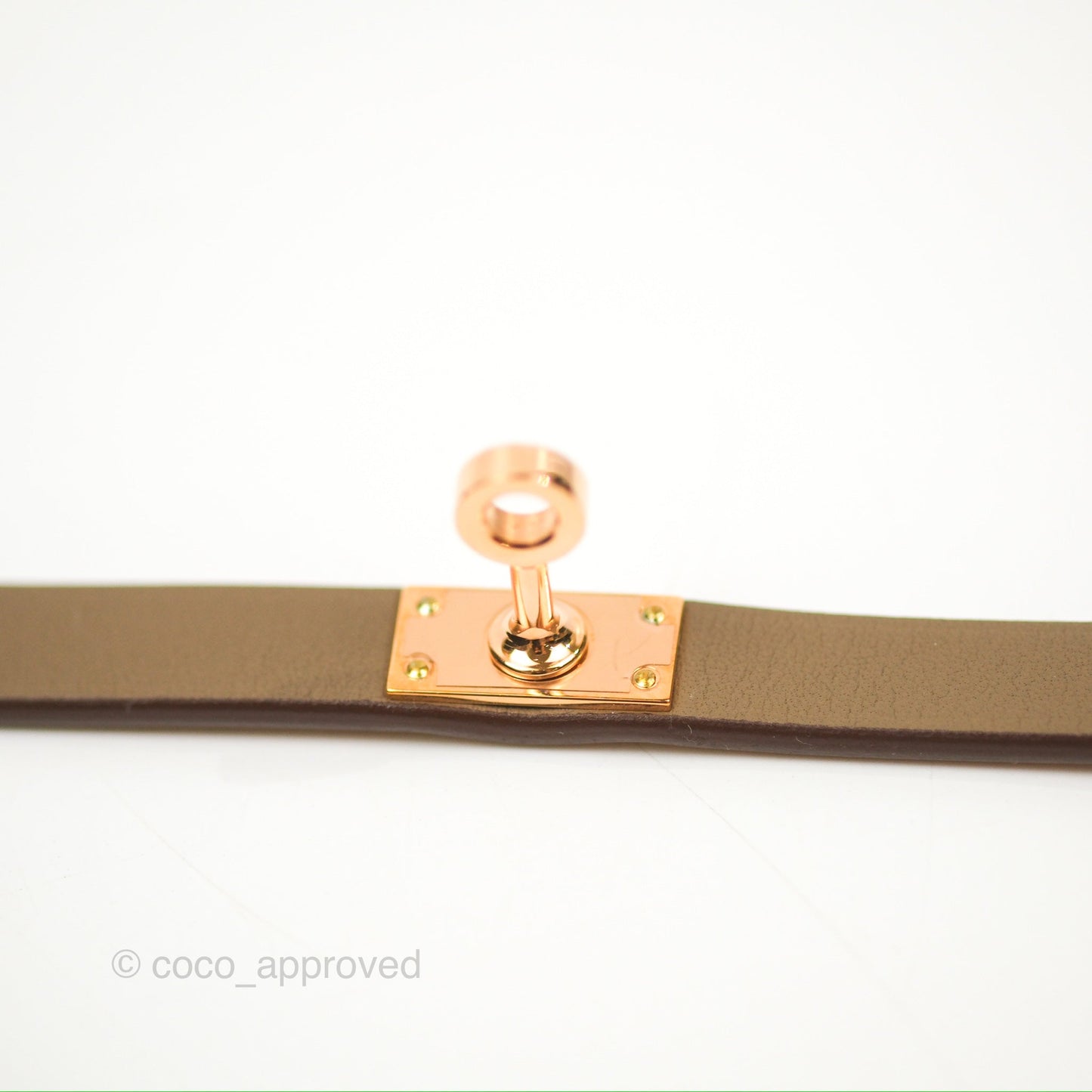 Hermès Kelly Double Tour Bracelet Etoupe Swift Rose Gold Hardware