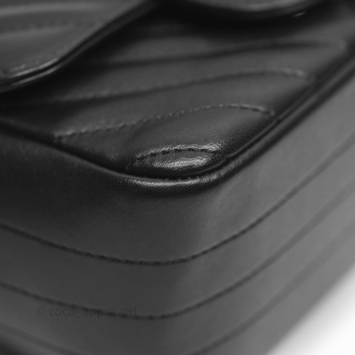 Chanel Mini Square Black Chevron Lambskin Gold Hardware