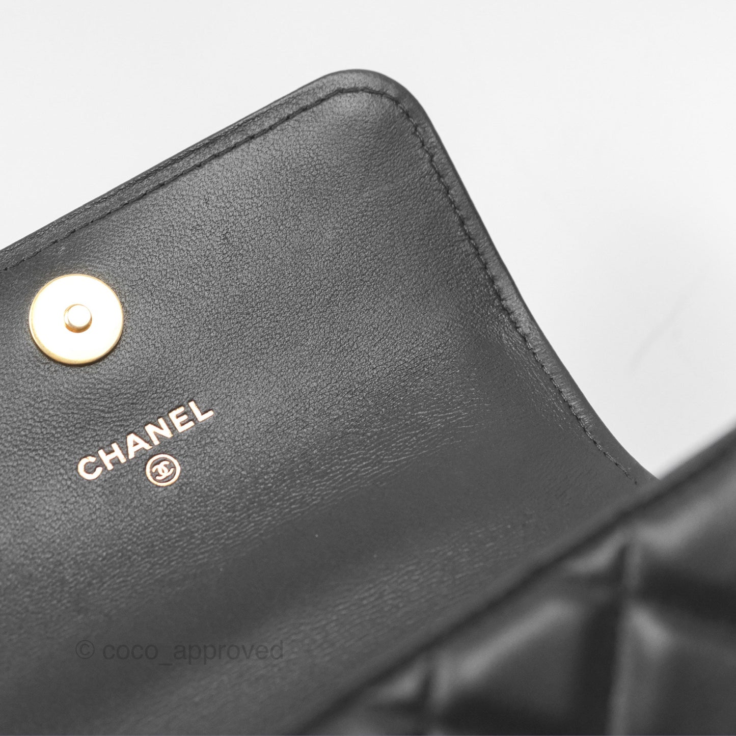 Chanel Top Handle Clutch With Chain Black Lambskin Aged Gold Hardware