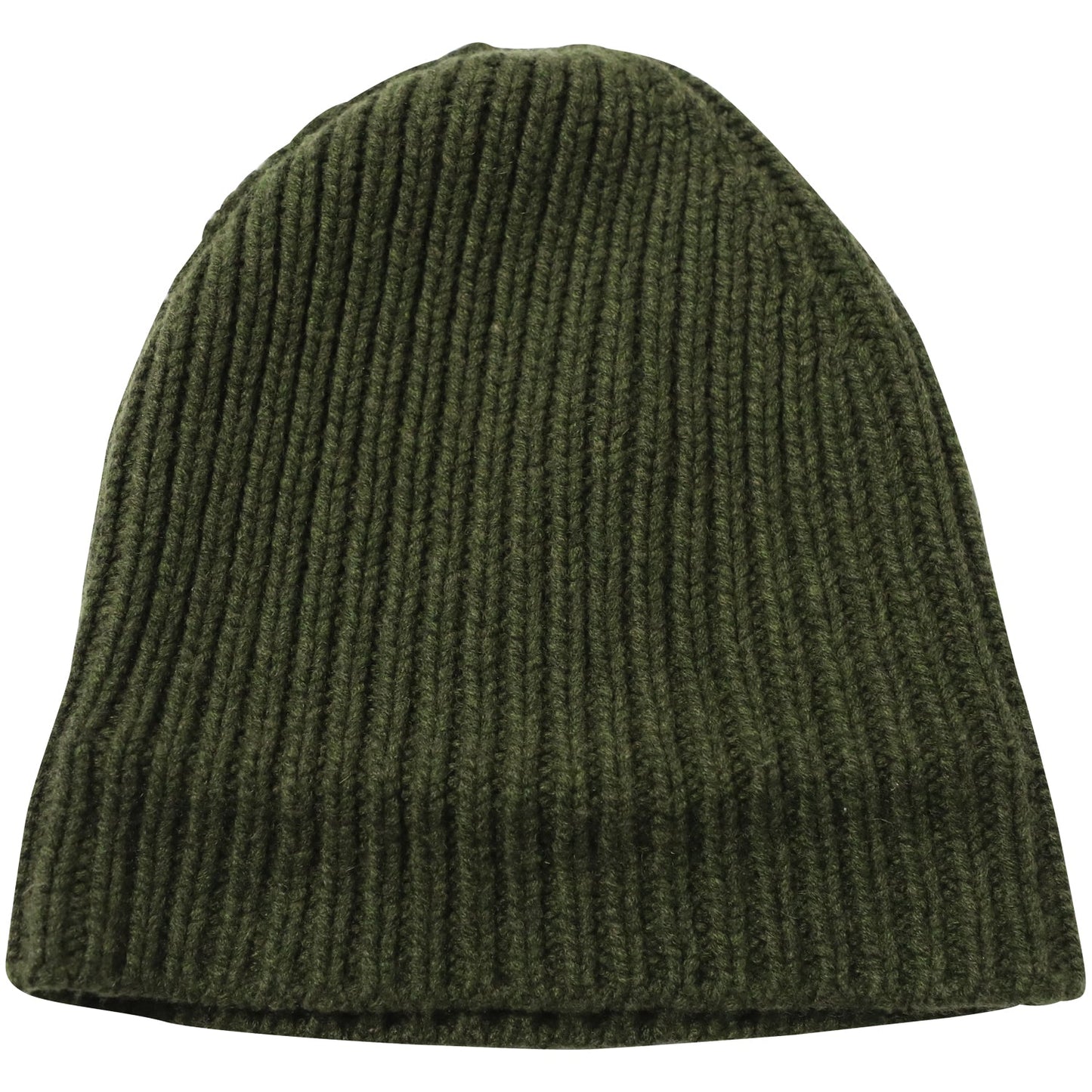 Luxury Bottega Veneta Ribbed Beanie in Green Cashmere