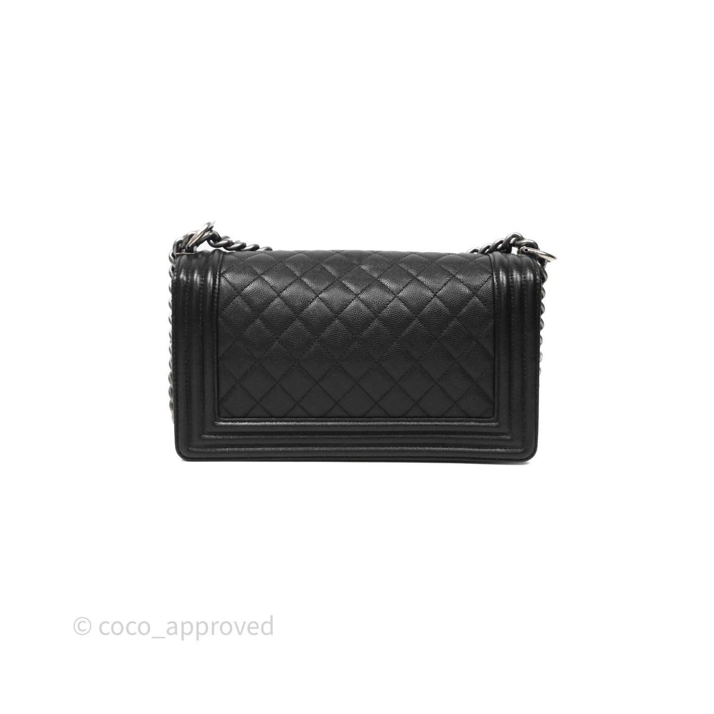 Chanel Medium Boy Quilted Black Caviar Ruthenium Hardware