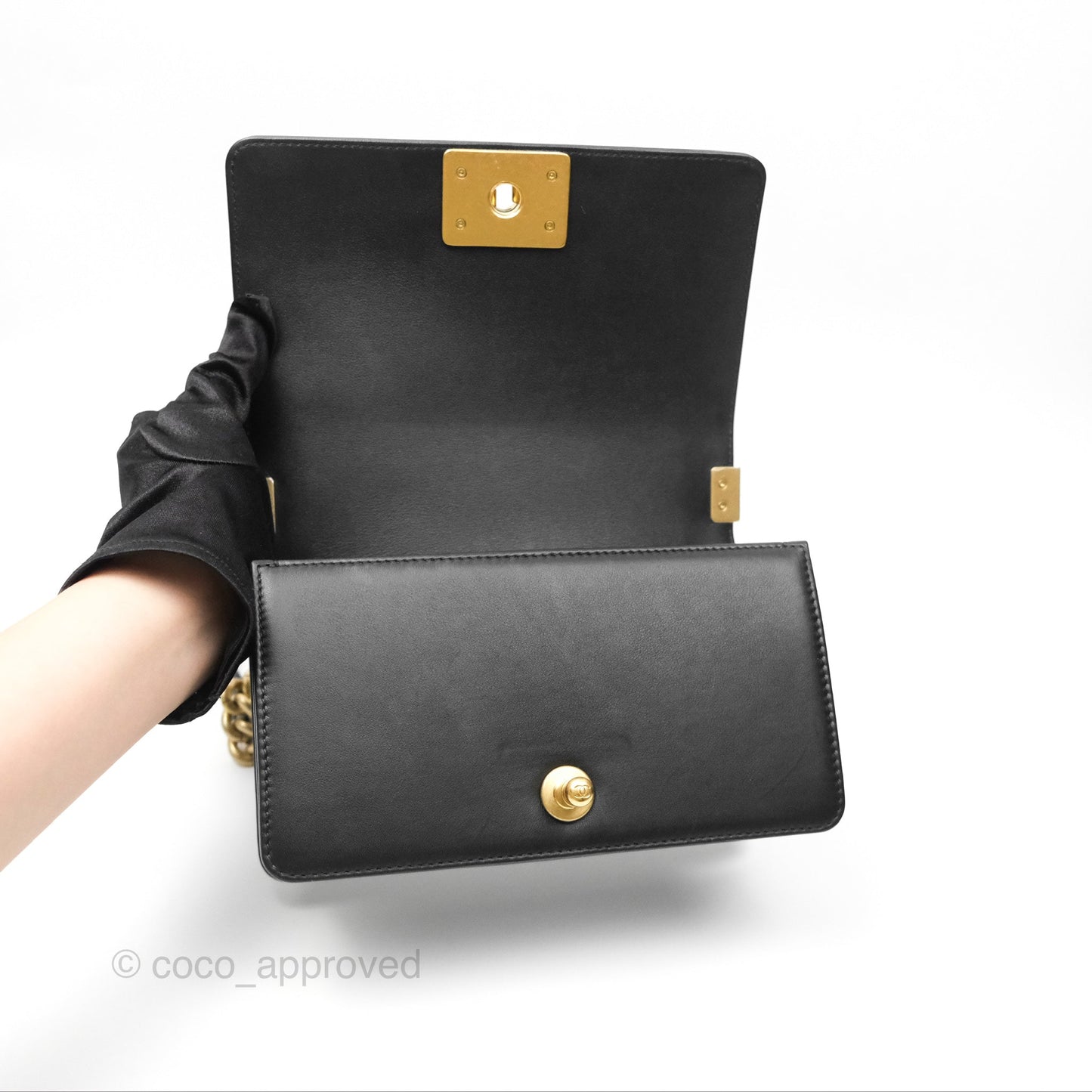 Chanel Small Boy Black Calfskin Gold Hardware