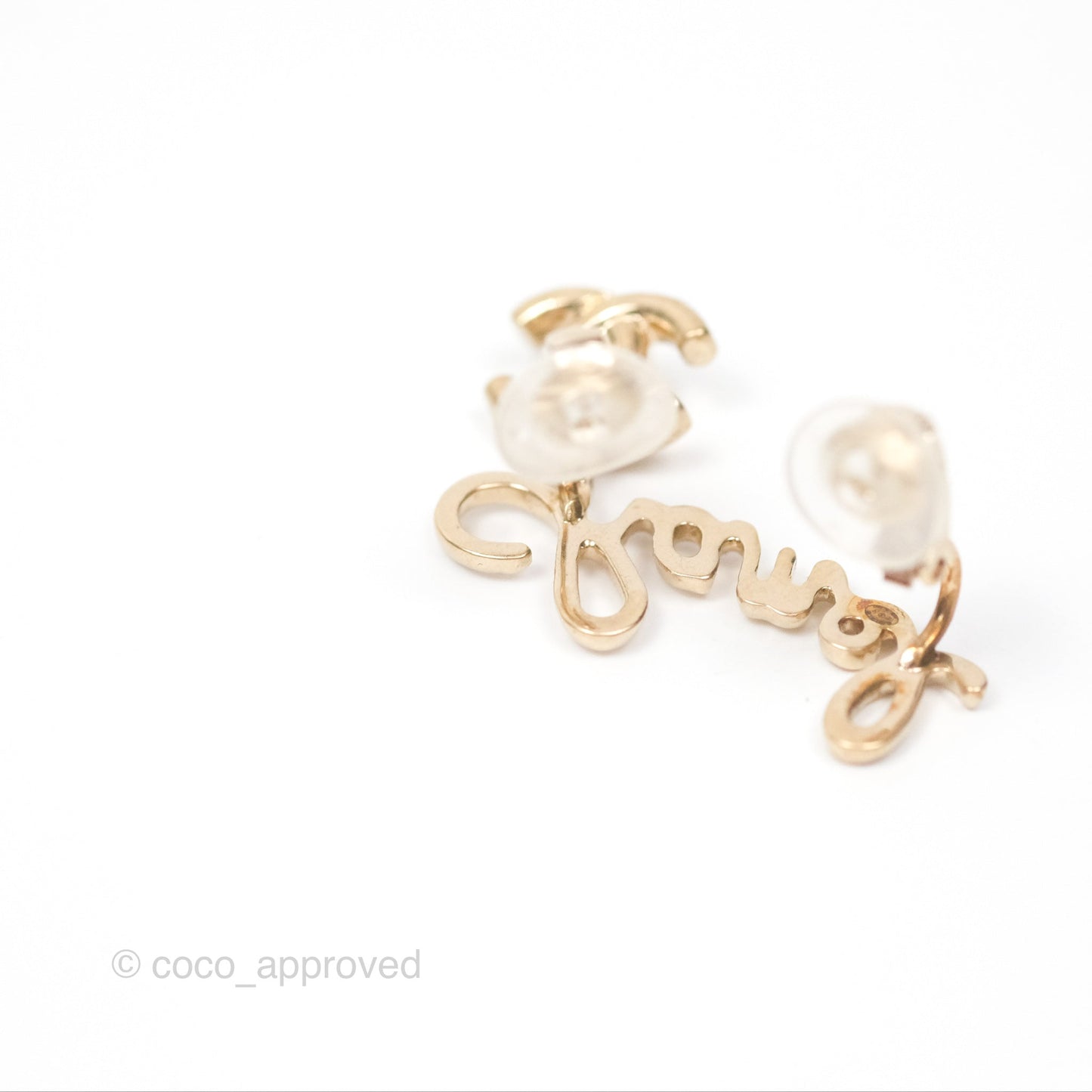 Chanel Logo CC Turnlock Ear Clips Gold Tone 22V