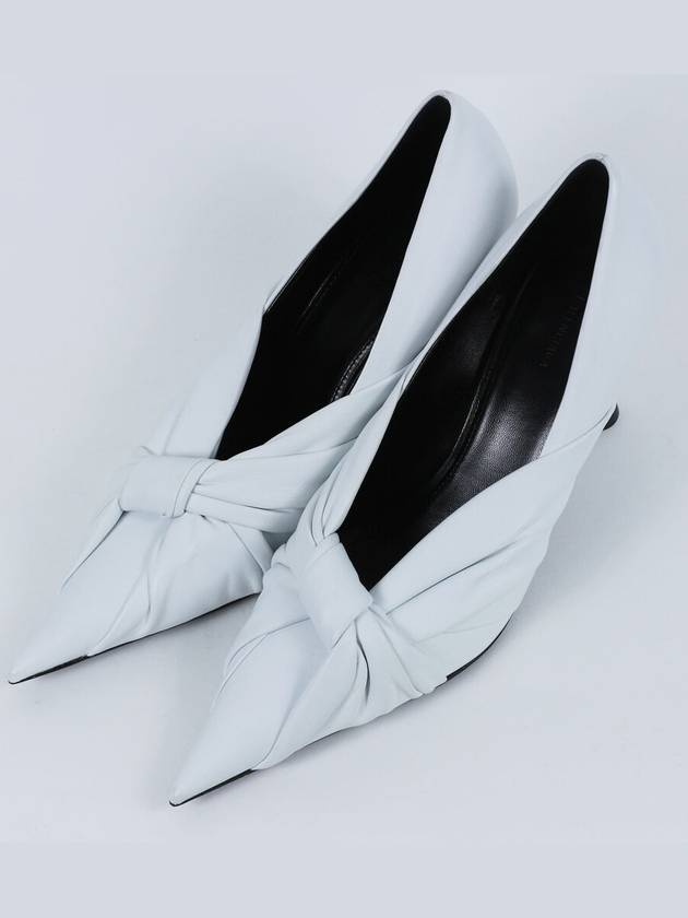 Luxury Balenciaga Twist Drapy Leather Pumps White