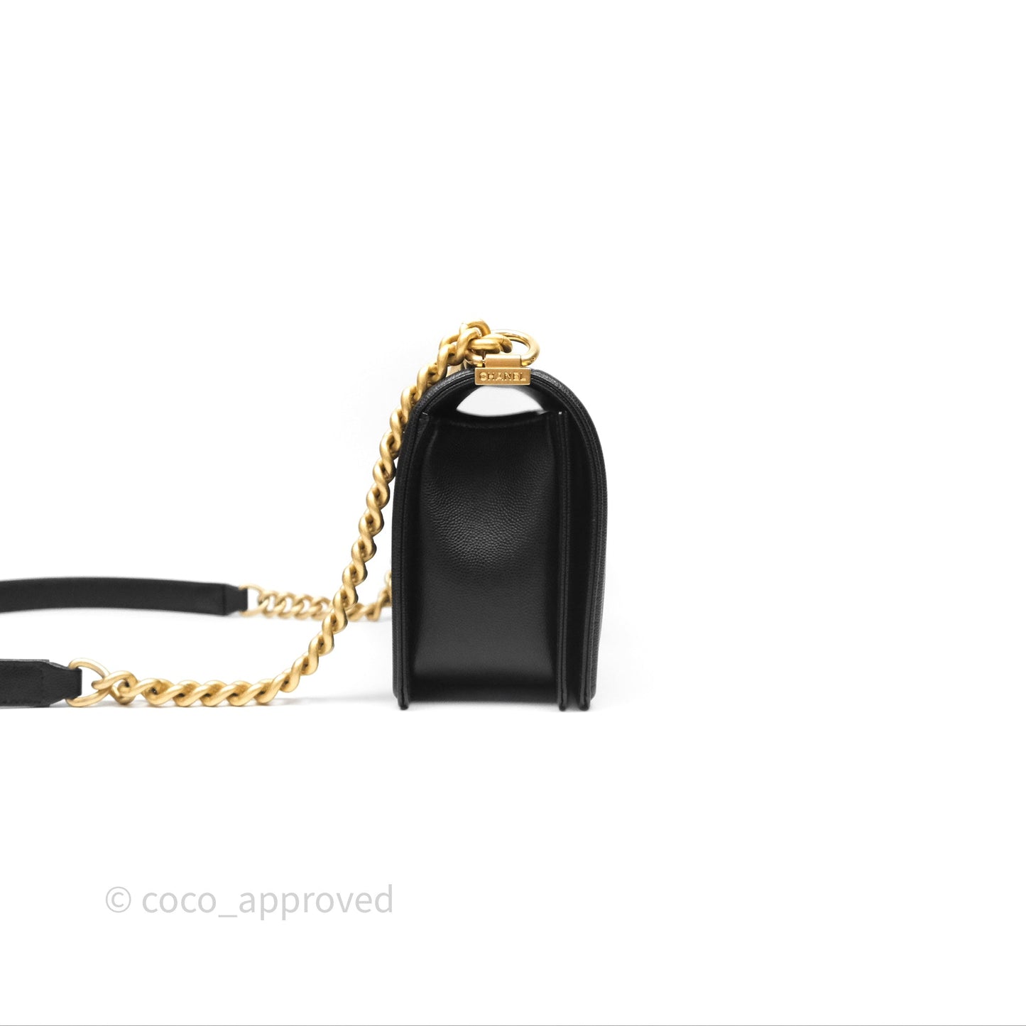 Chanel Quilted Medium Boy Black Caviar Aged Gold Hardware