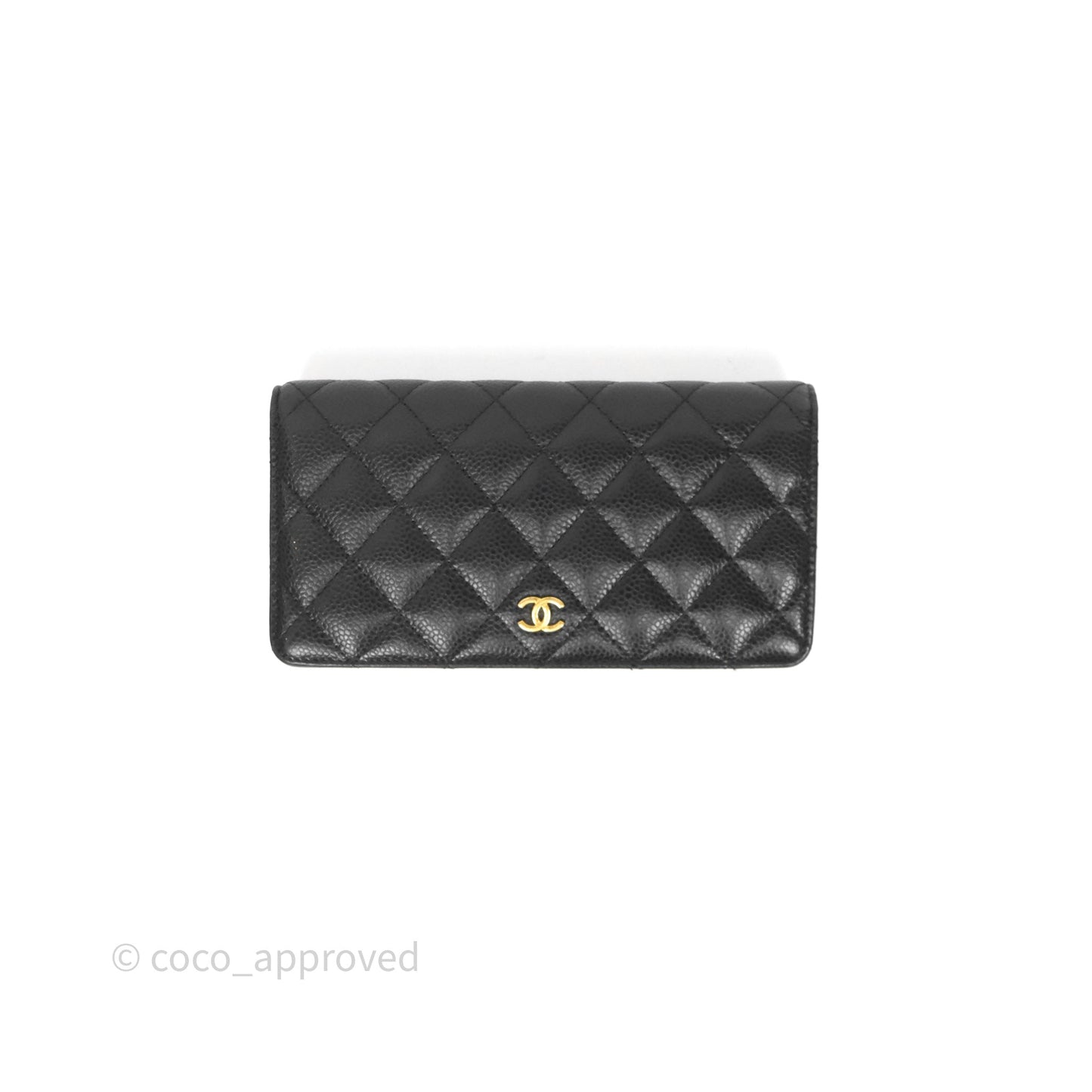 Chanel Classic Quilted Long Wallet Black Caviar Gold Hardware
