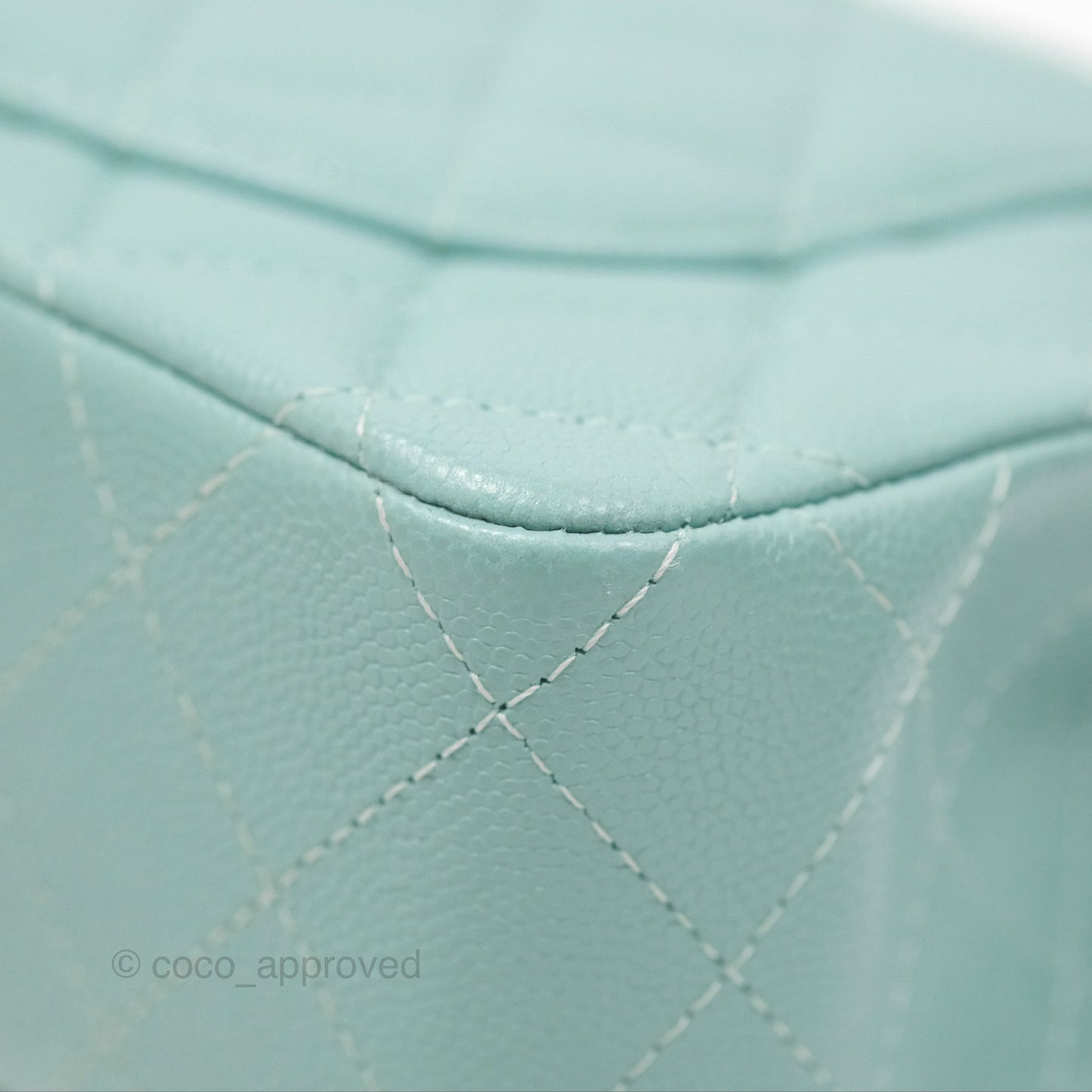 Chanel Small Classic Quilted Flap Tiffany Green Caviar Gold Hardware