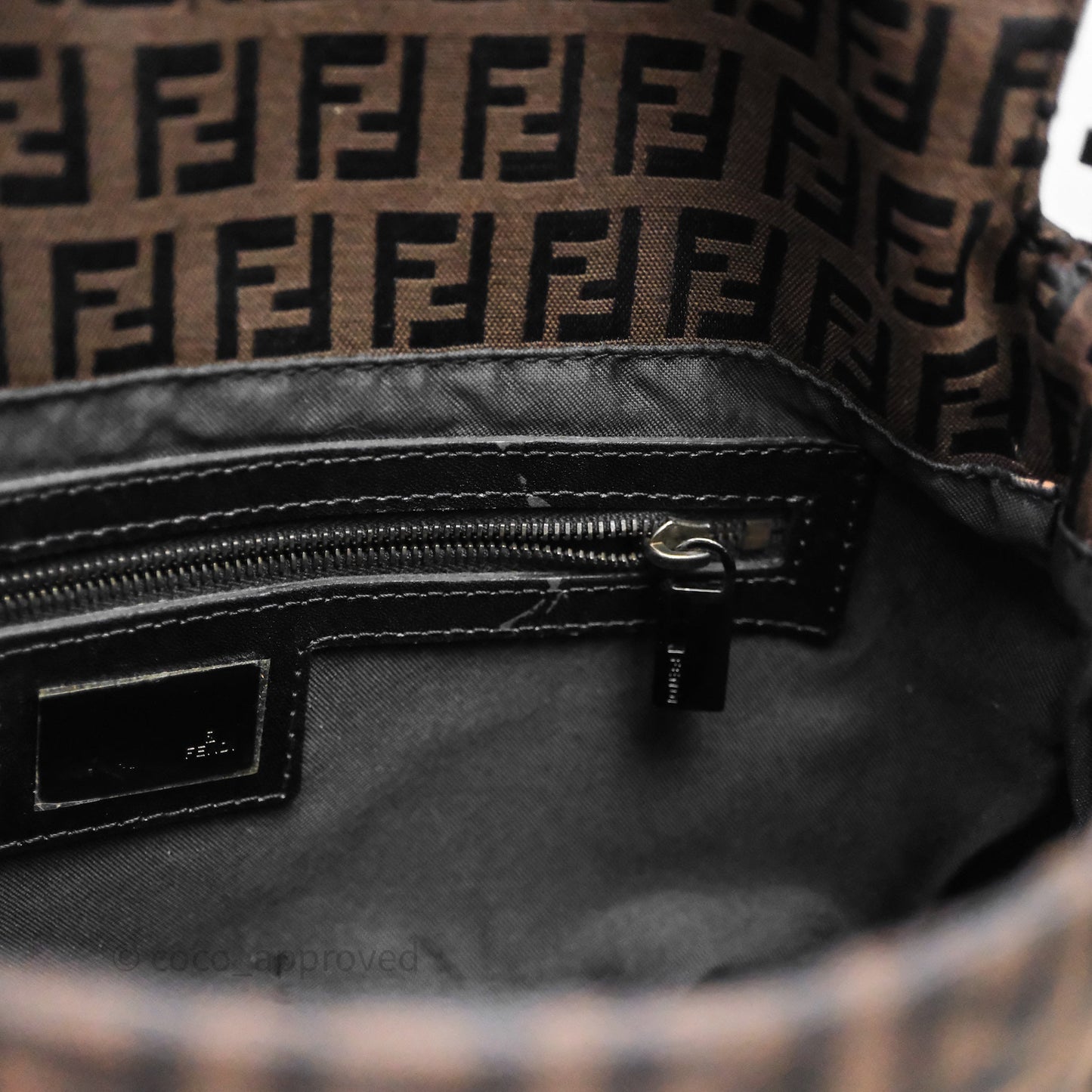 Fendi Vintage Mamma Baguette Bag Zucchino Dark Brown/ Black