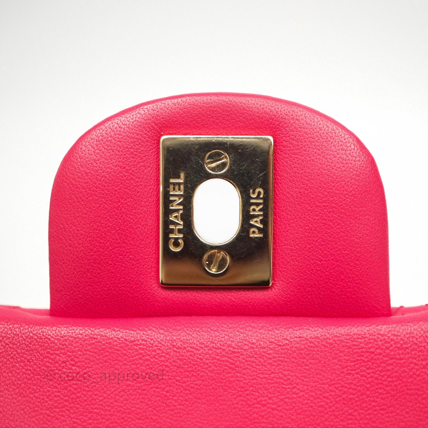 Chanel Mini Square Flap Quilted Dark Pink Lambskin Gold Hardware