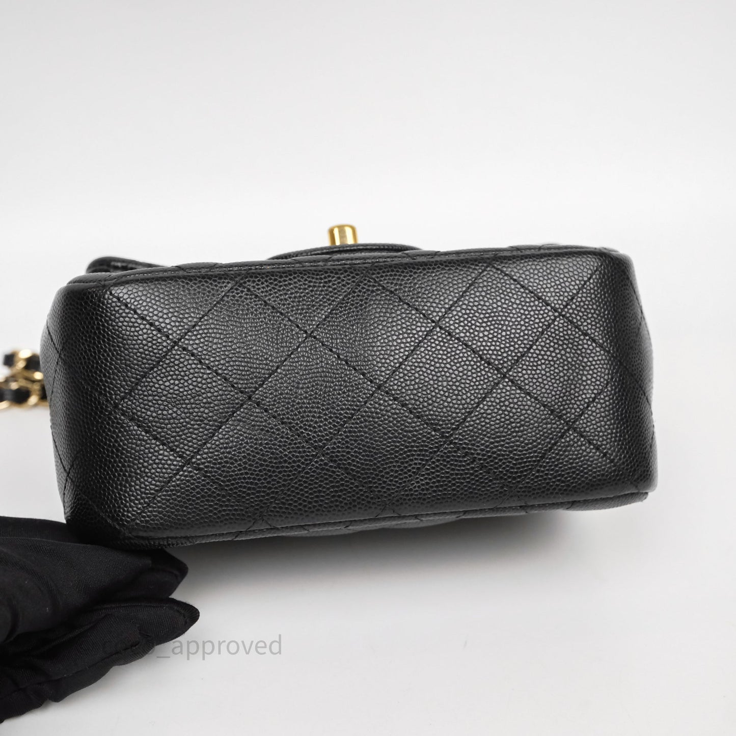Chanel Mini Square Quilted Black Caviar Gold Hardware