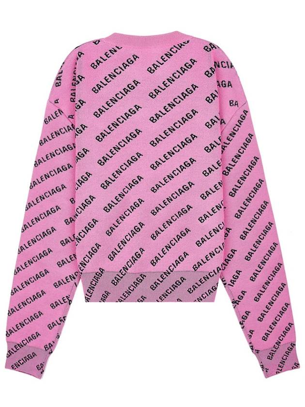 Luxury Balenciaga Mini All-Over Logo Knit Top Pink