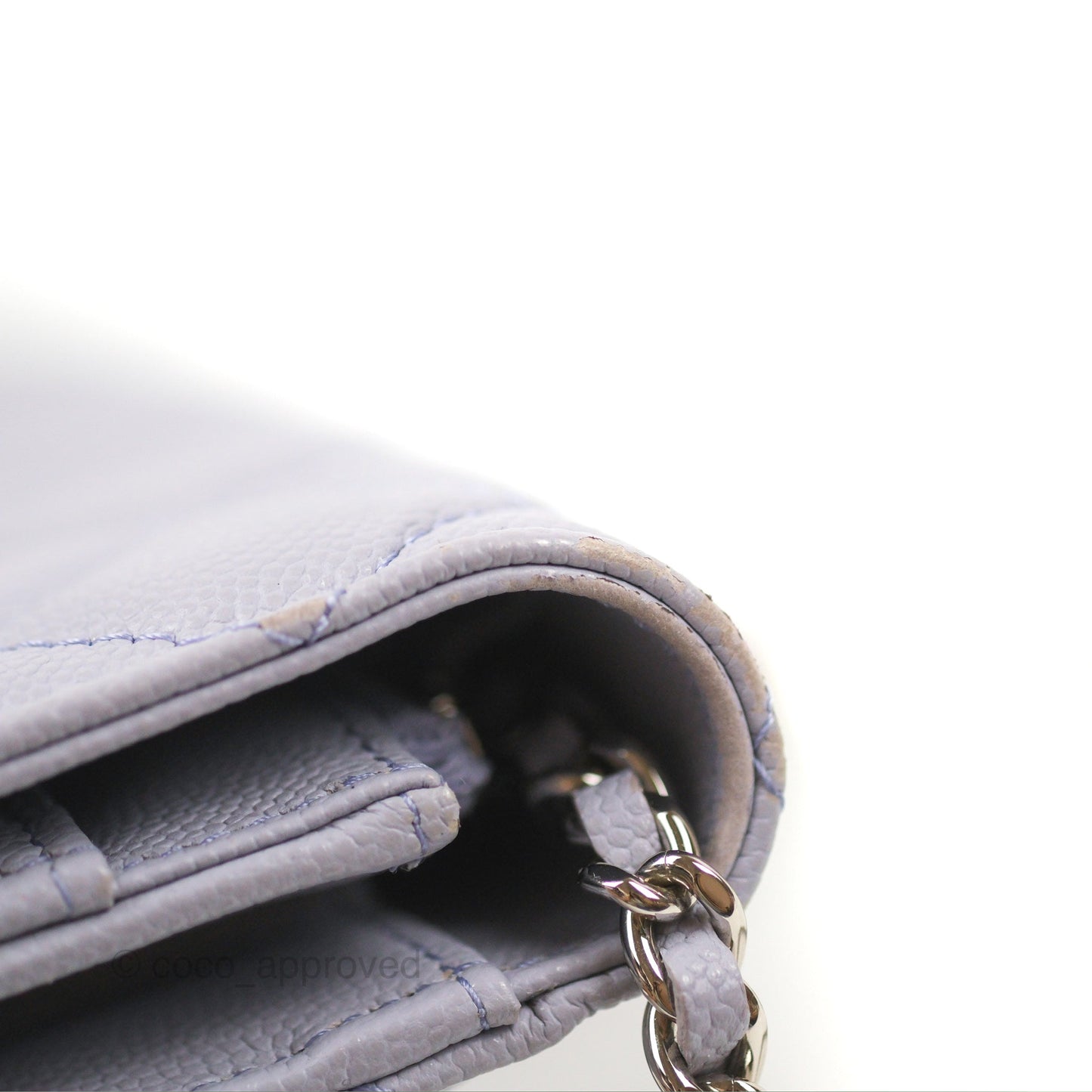 Chanel Quilted Classic Wallet on Chain WOC Lilac Caviar Silver Hardware