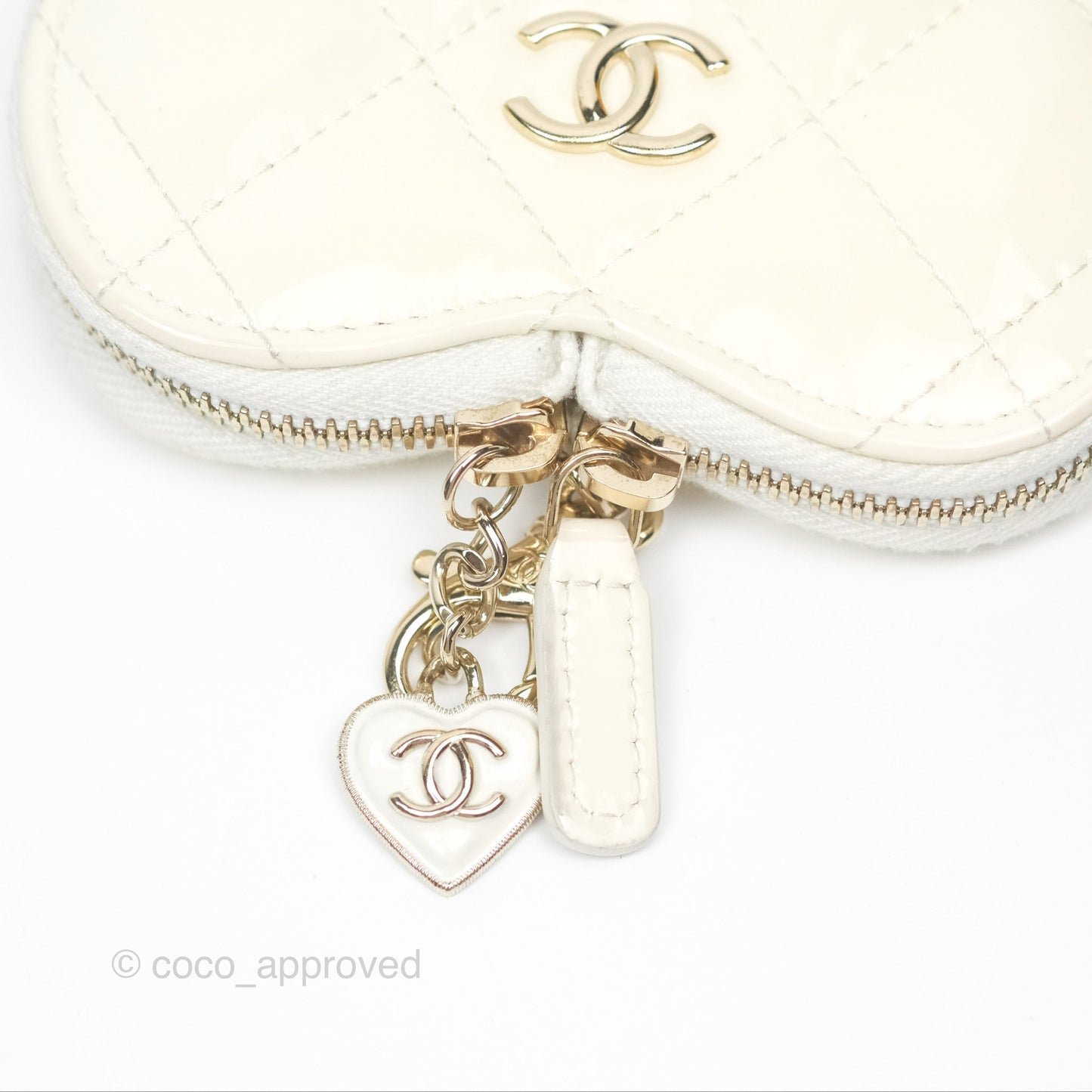 Chanel Heart Clutch with Chain with Coin Purse Black White Patent