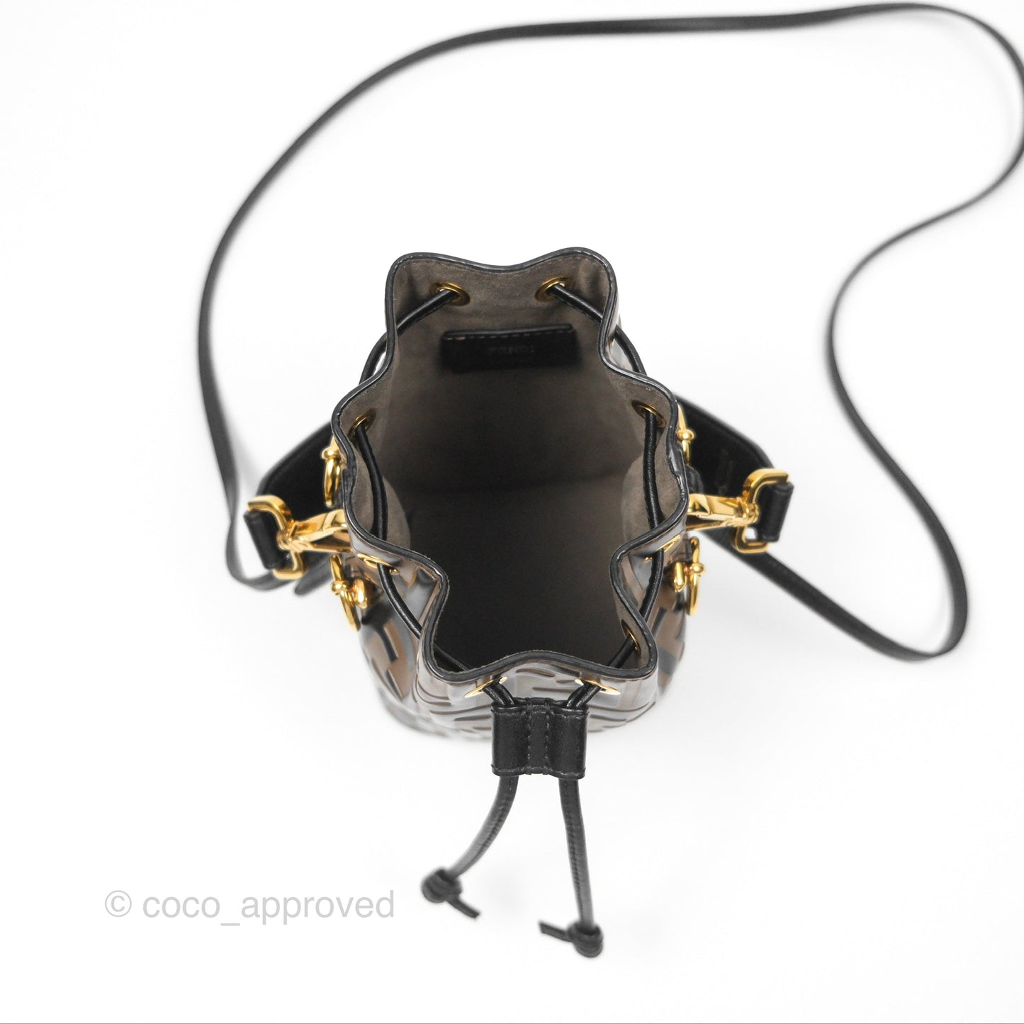 Fendi Mini Mon Tresor Bucket Bag FF Motif Brown