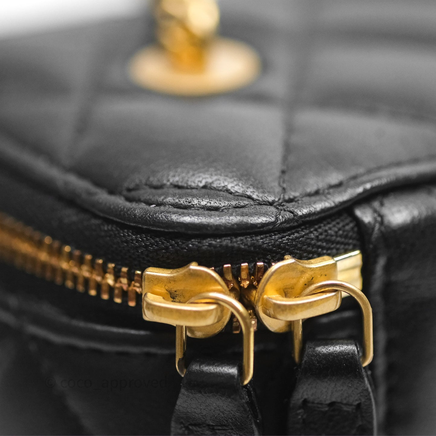 Chanel Vanity with COCO Heart Chain Black Lambskin Aged Gold Hardware