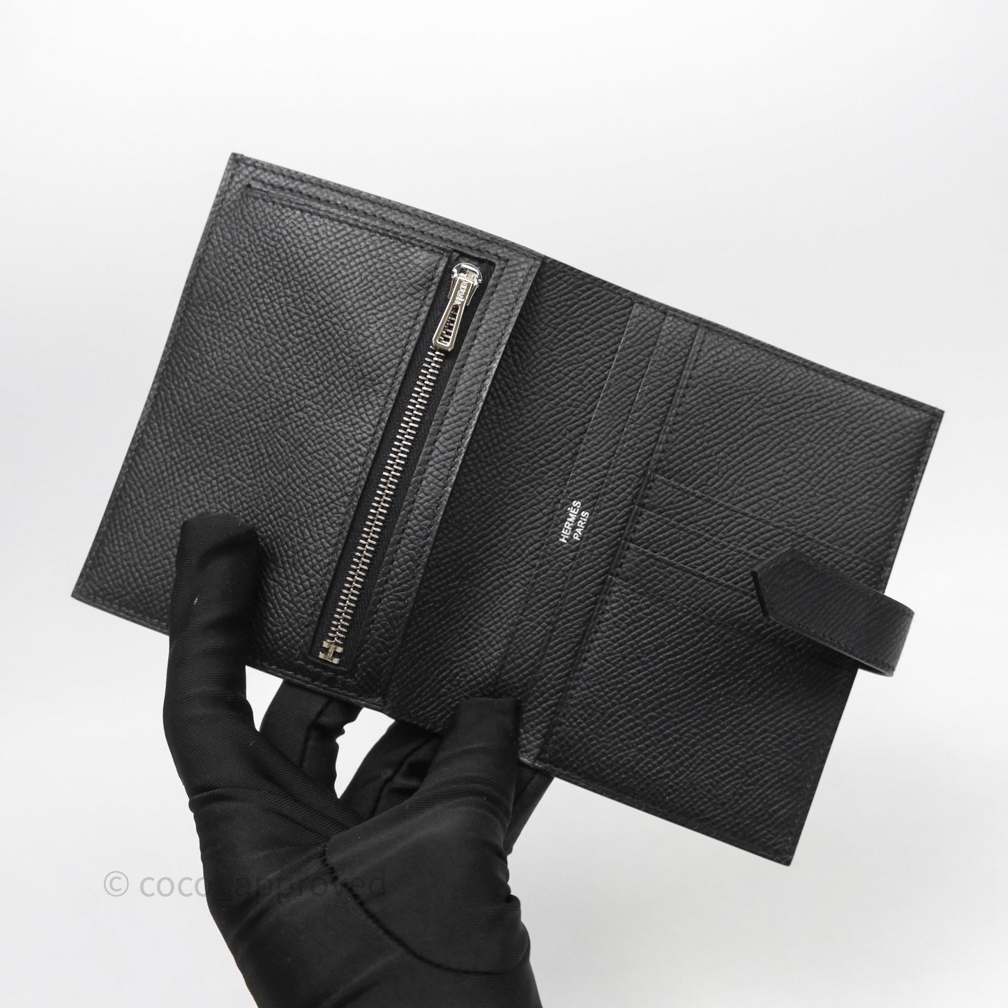 Hermès Bearn Compact Wallet Noir Epsom Palladium Hardware