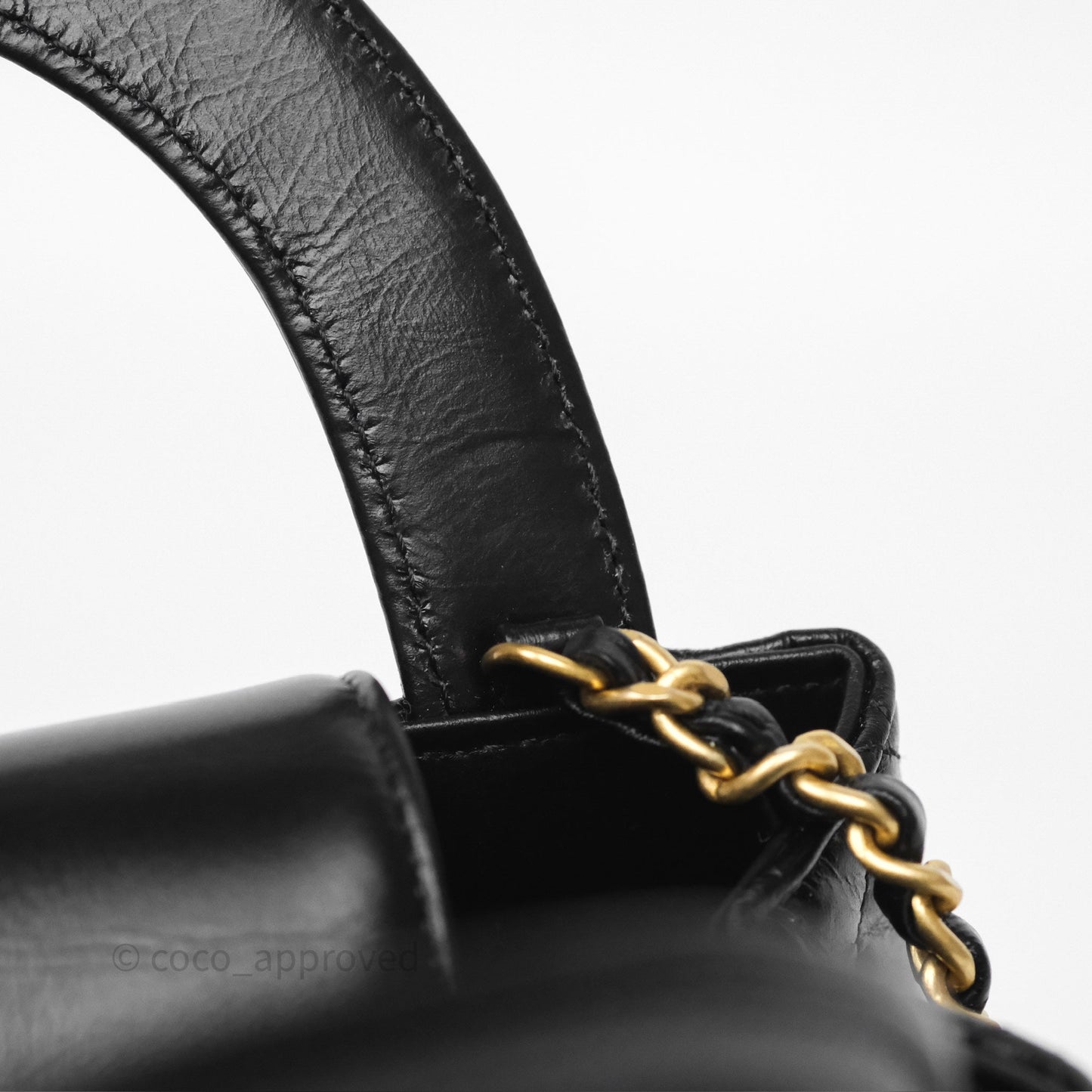 Chanel Kelly Bag Quilted Black Shiny Crumpled Calfskin Aged Gold Hardware