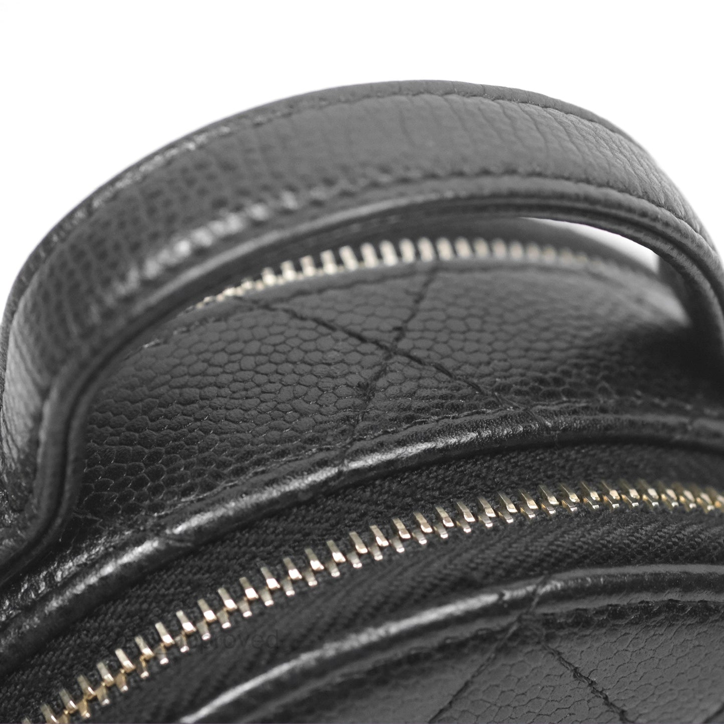 Chanel Mini Round Vanity Bag Handle With Care Black Caviar 22C