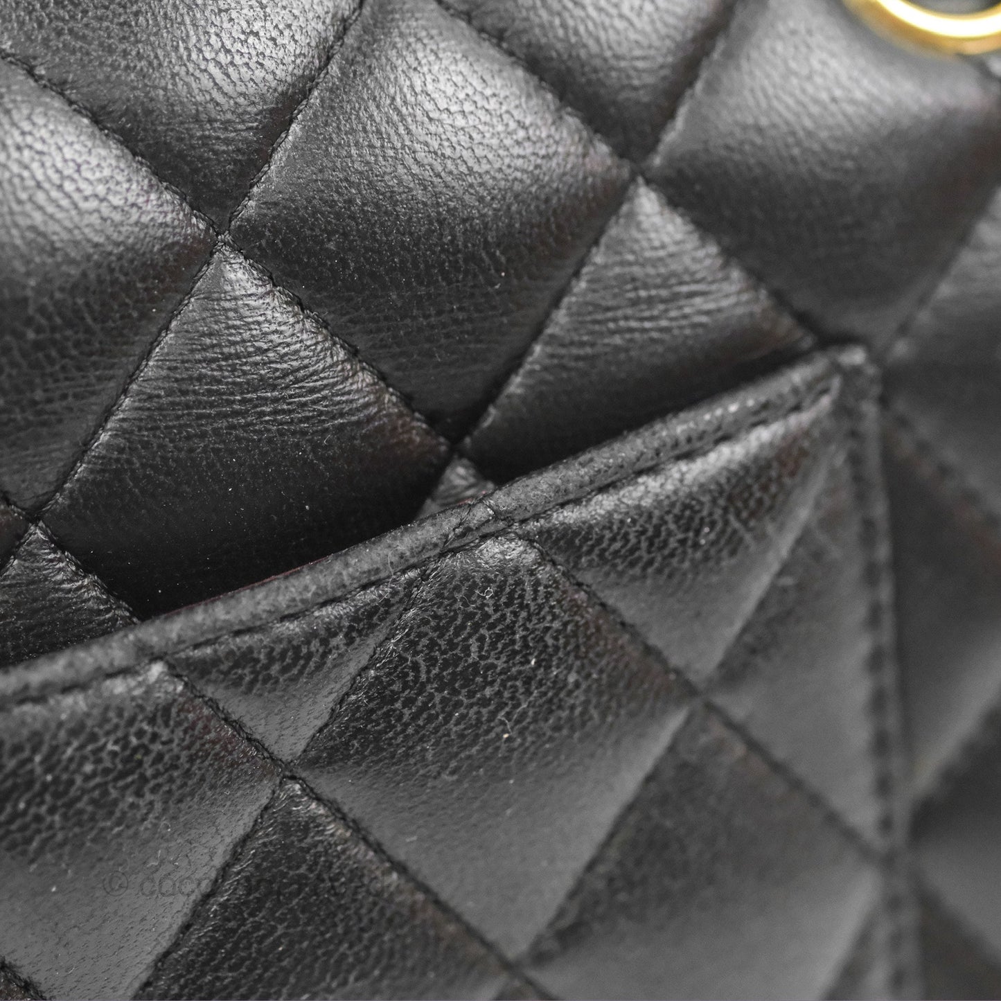 Chanel Classic M/L Medium Flap Quilted Black Lambskin Gold Hardware