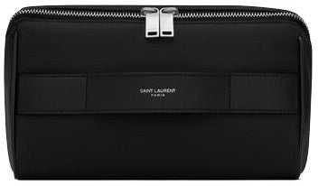 Luxury Saint Laurent Men's Logo Print Cube Pouch in Nero/Nero | 733701FABJH1000