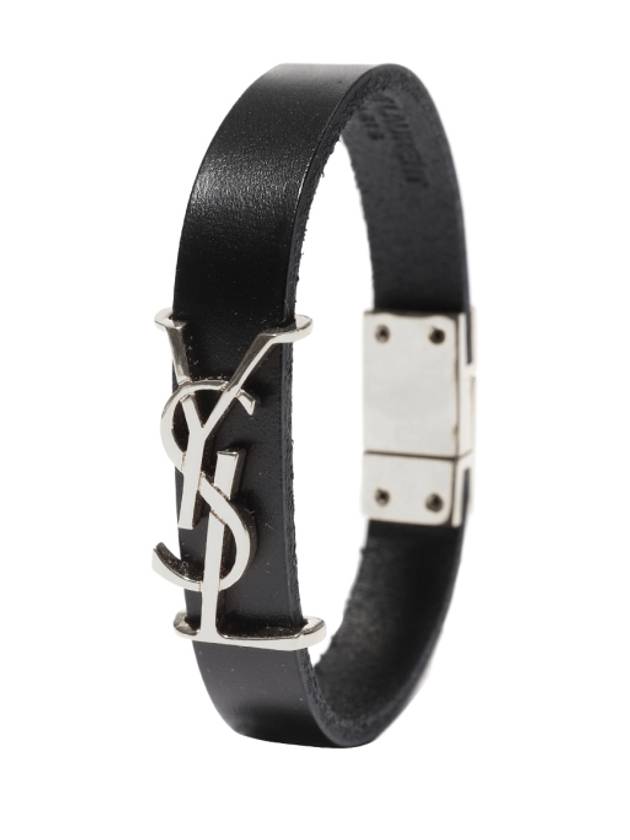 Luxury Saint Laurent Monogram Leather Bracelet Black