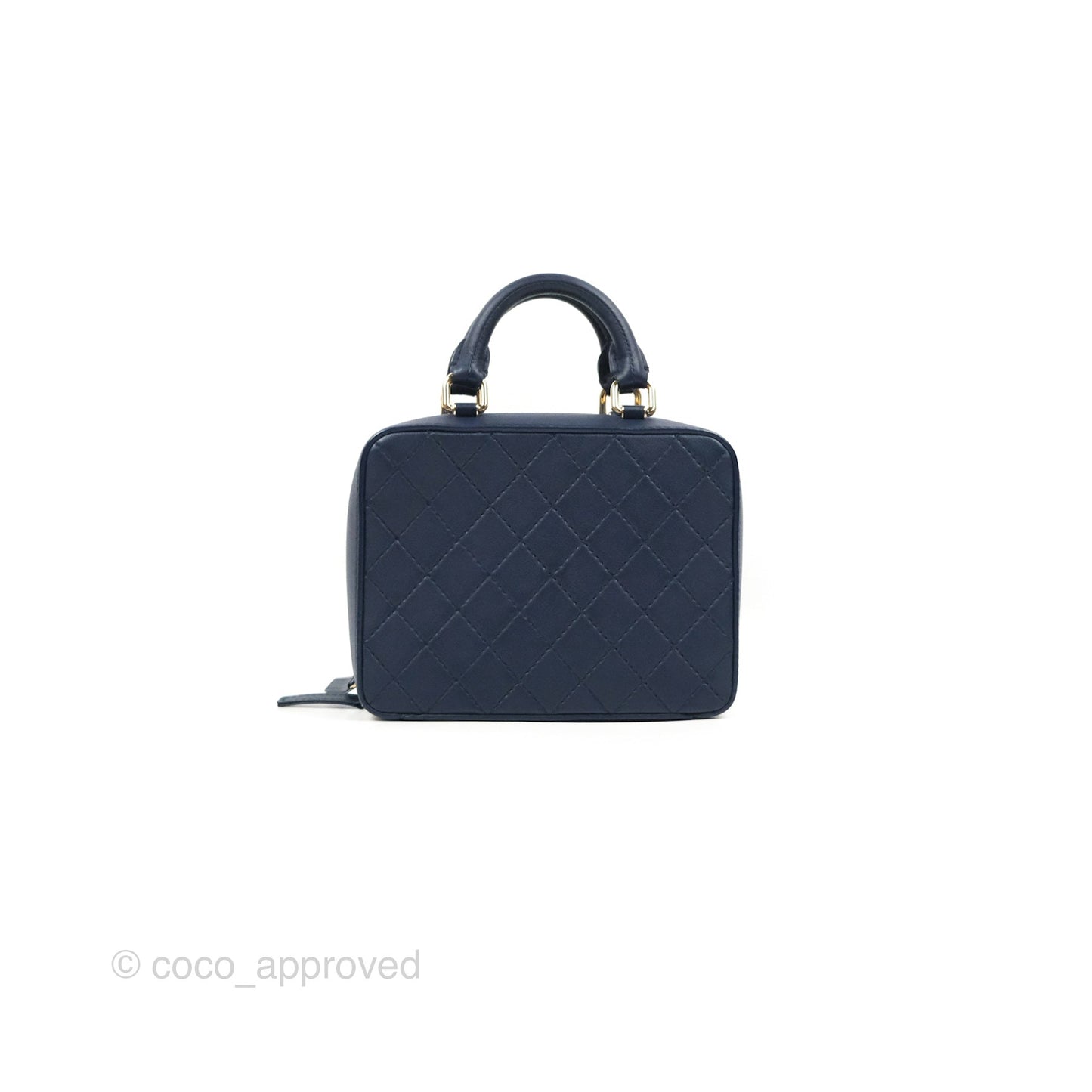 Chanel Quilted Travel Kit Vanity Case Navy Calfskin Gold Hardware