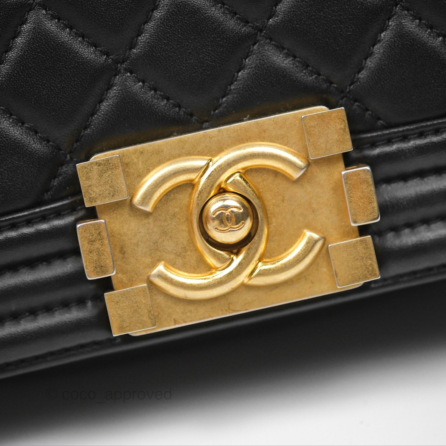 Chanel Small Boy Black Calfskin Aged Gold Hardware