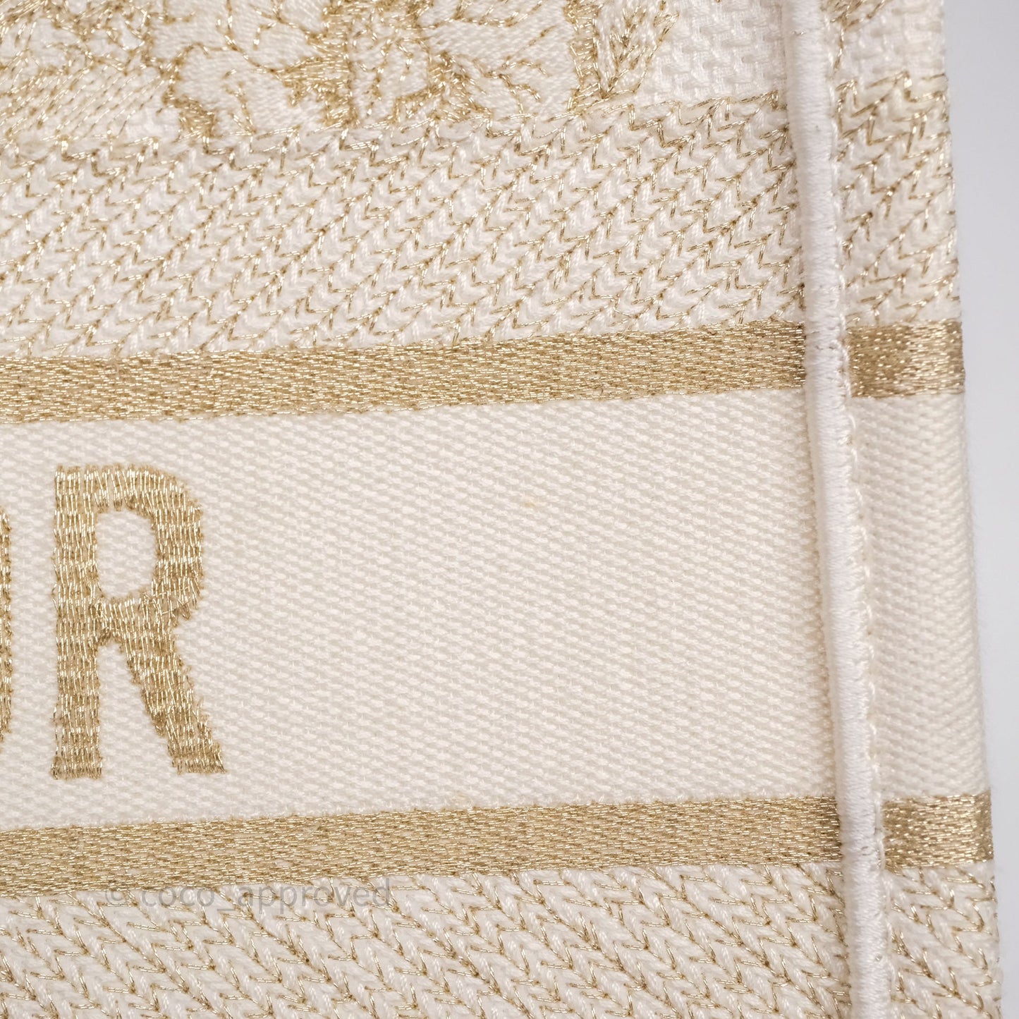 Christian Dior Medium Book Tote Latte Embroidery With Gold-Tone Metallic