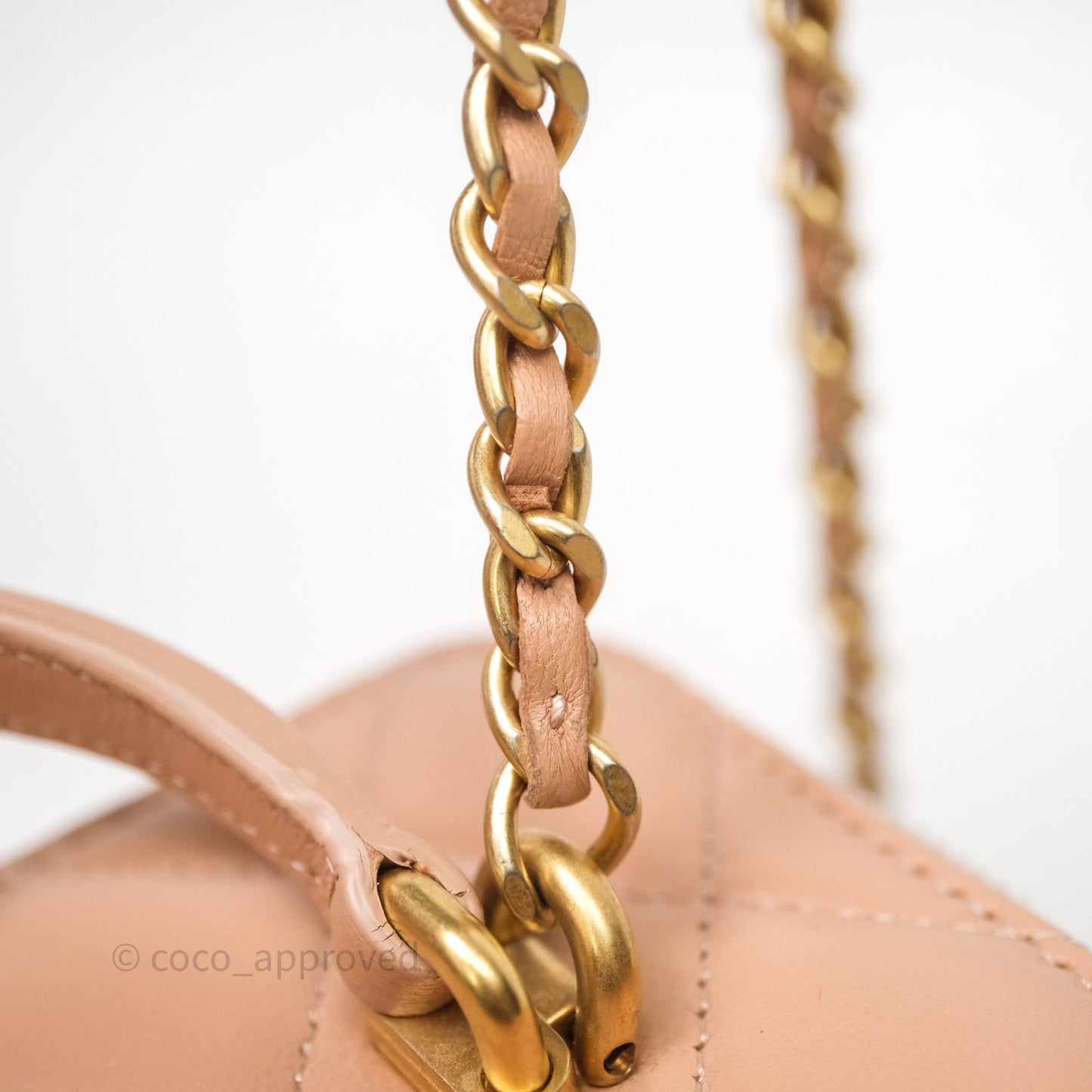Chanel Vanity Rectangular Top Handle Beige Lambskin Aged Gold Hardware