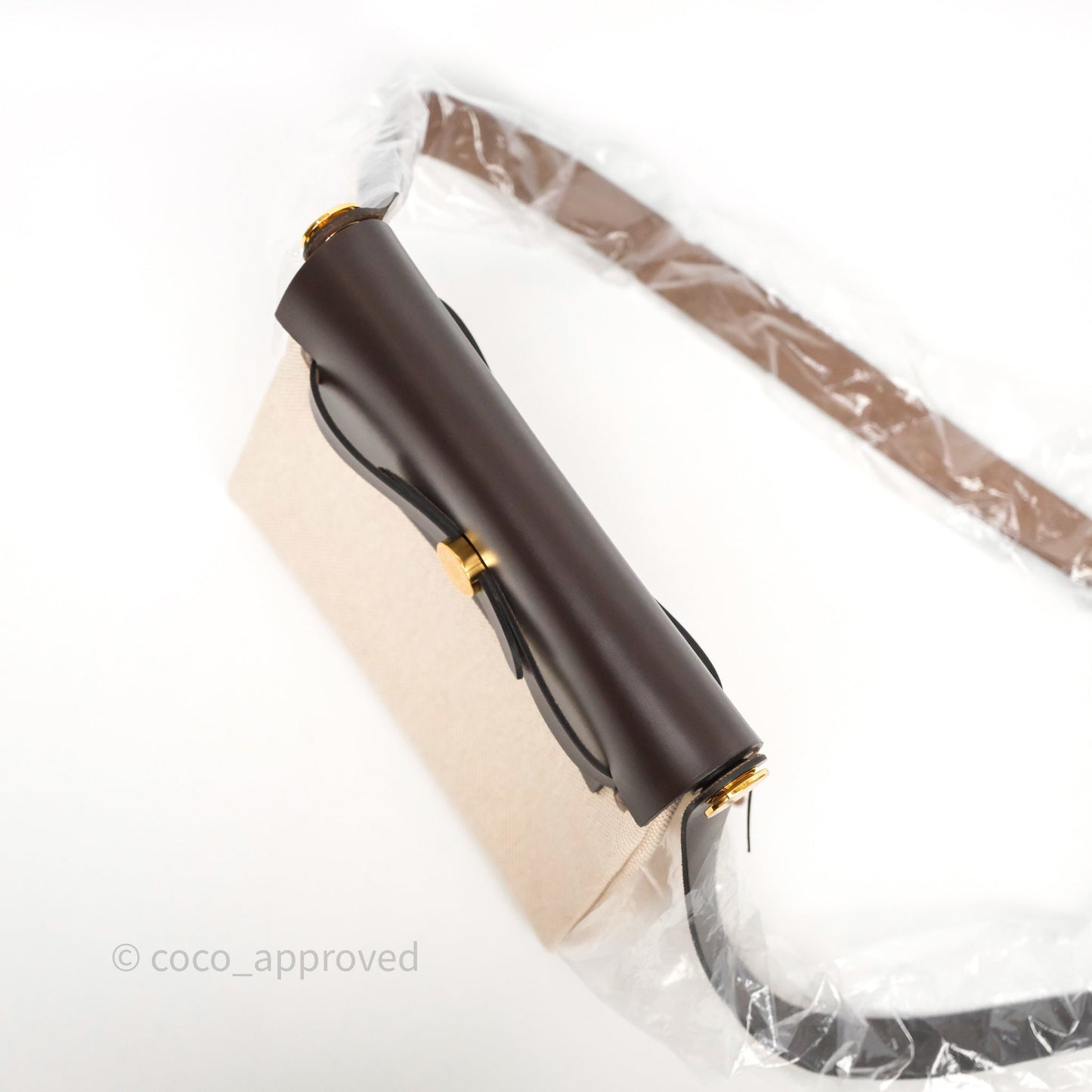 Hermès Herbag Zip 20 Mini Ecru Beige 14/ Ebene 46 Canvas Gold Hardware