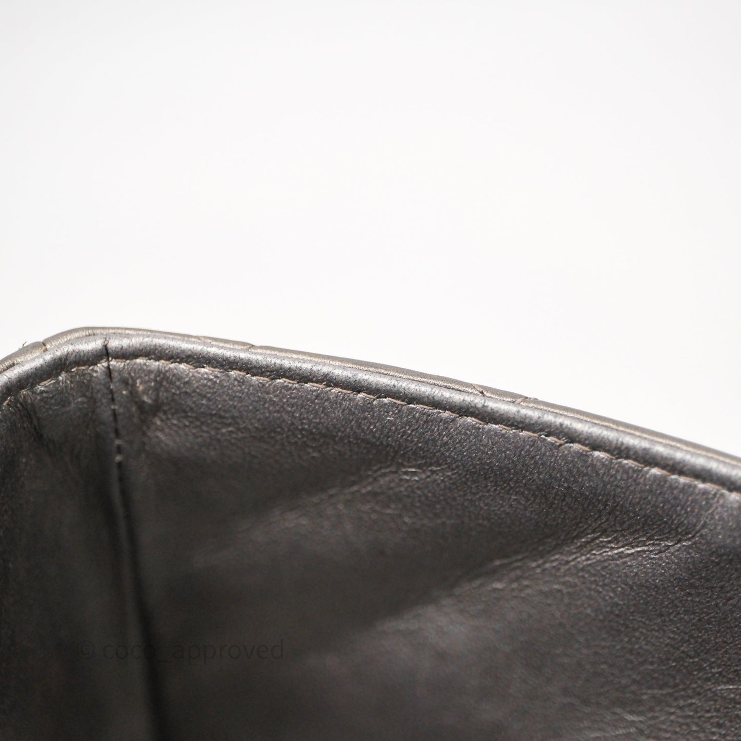 Chanel Mini Square Metallic Dark Grey Lambskin Dark Silver Hardware
