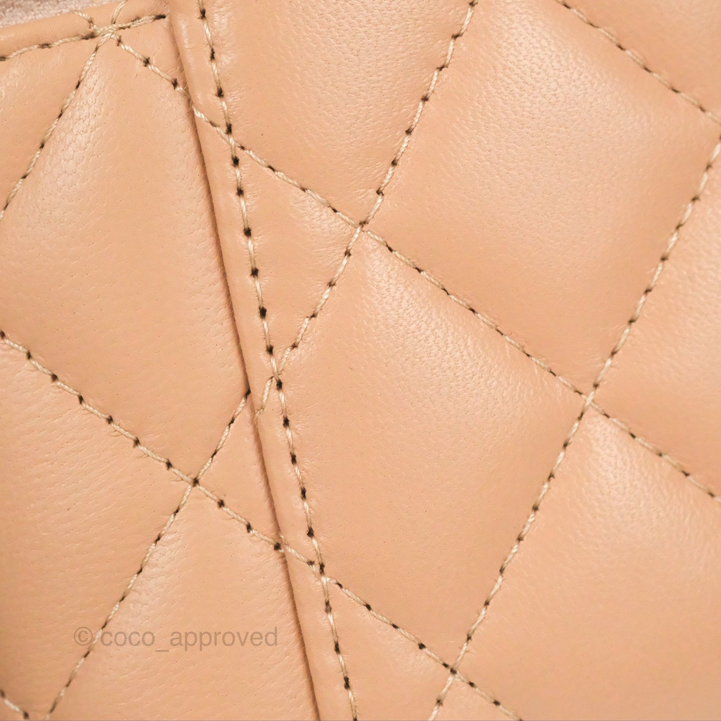 Chanel Mini Top Handle Vanity With Chain Beige Lambskin Aged Gold Hardware