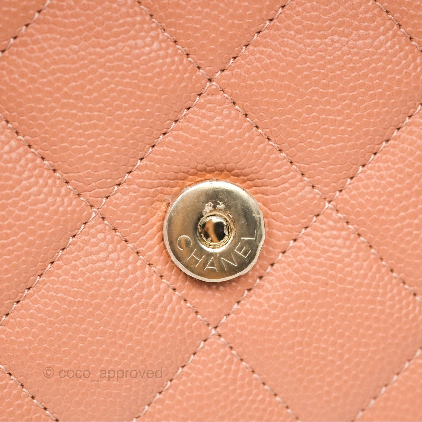 Chanel Quilted Wallet On Chain WOC Rosy Beige Caviar Gold Hardware