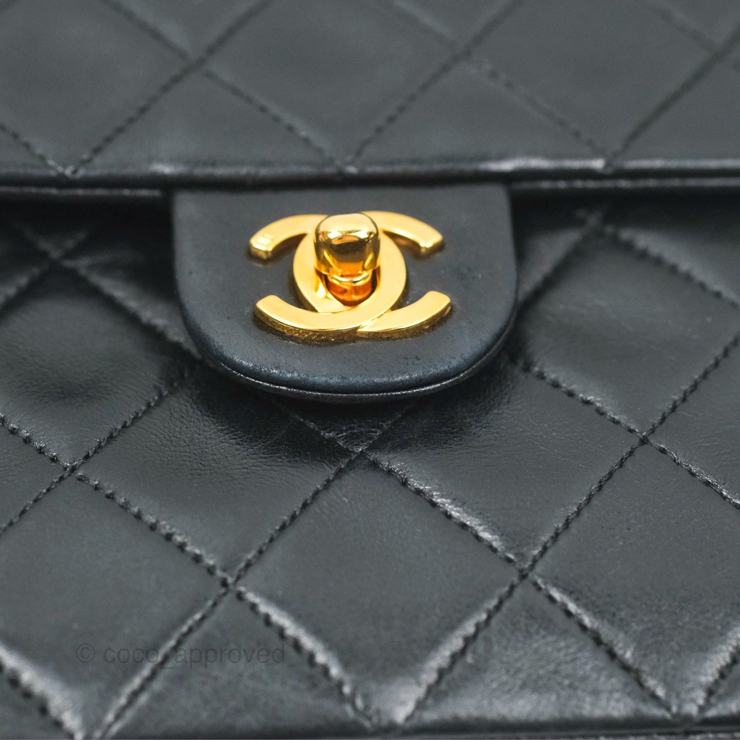 Chanel Vintage Square Flap Bag Black Lambskin 24K Gold Hardware