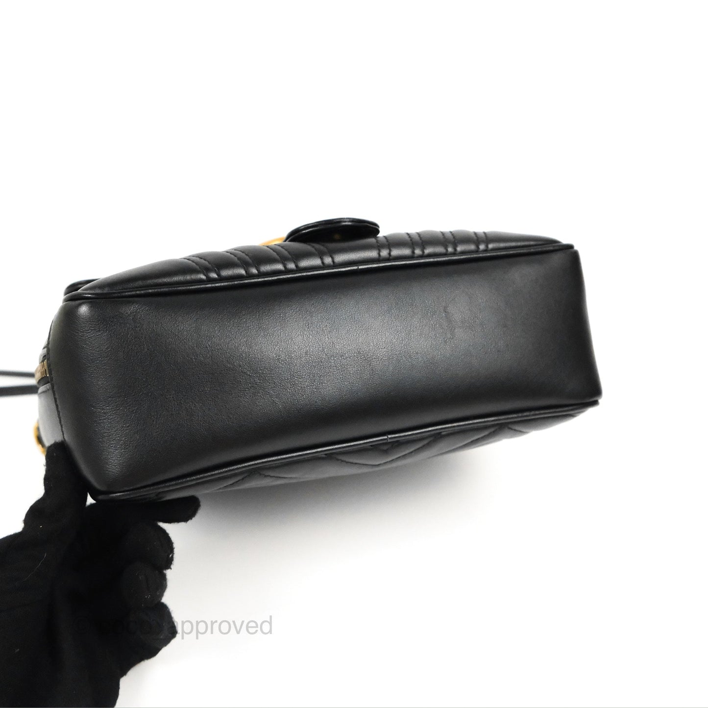 Gucci Small GG Marmont Shoulder Bag Matelasse with Sylvie Web Strap Black