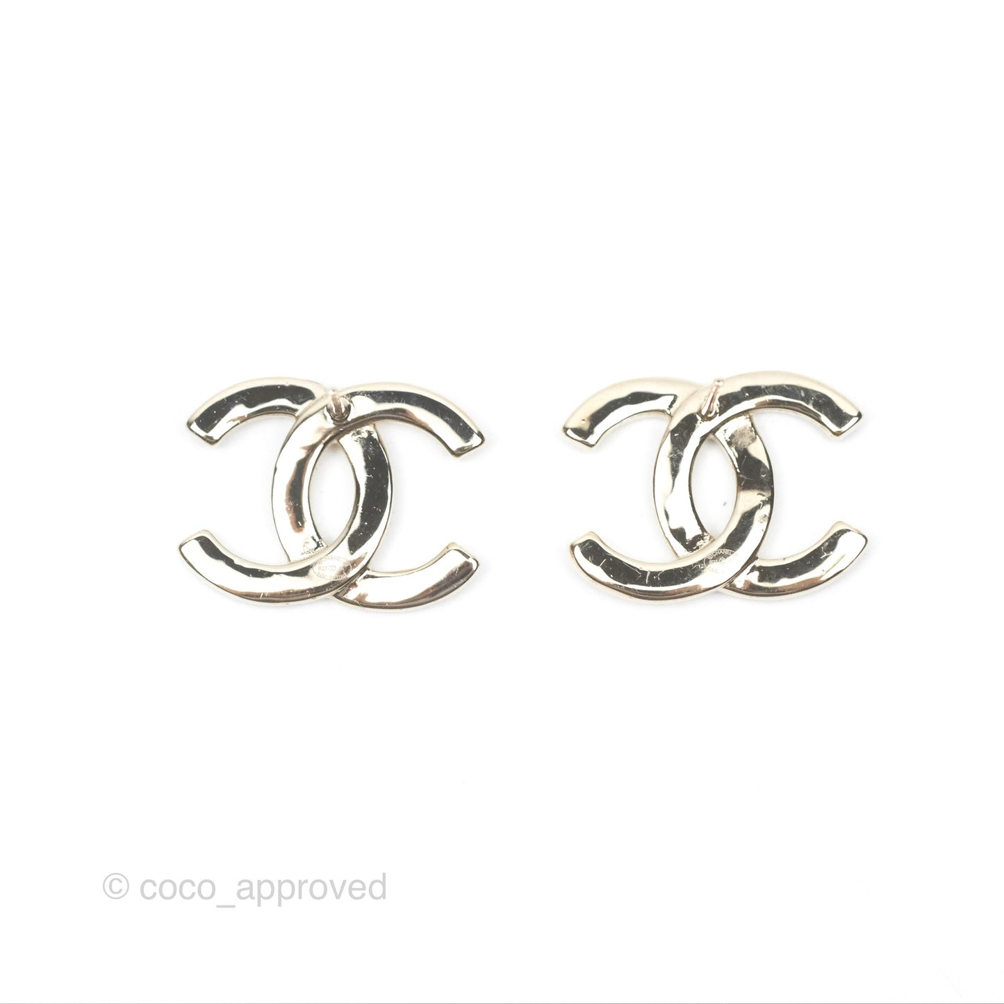 Chanel CC Half Crystal Earrings Gold Tone 23P